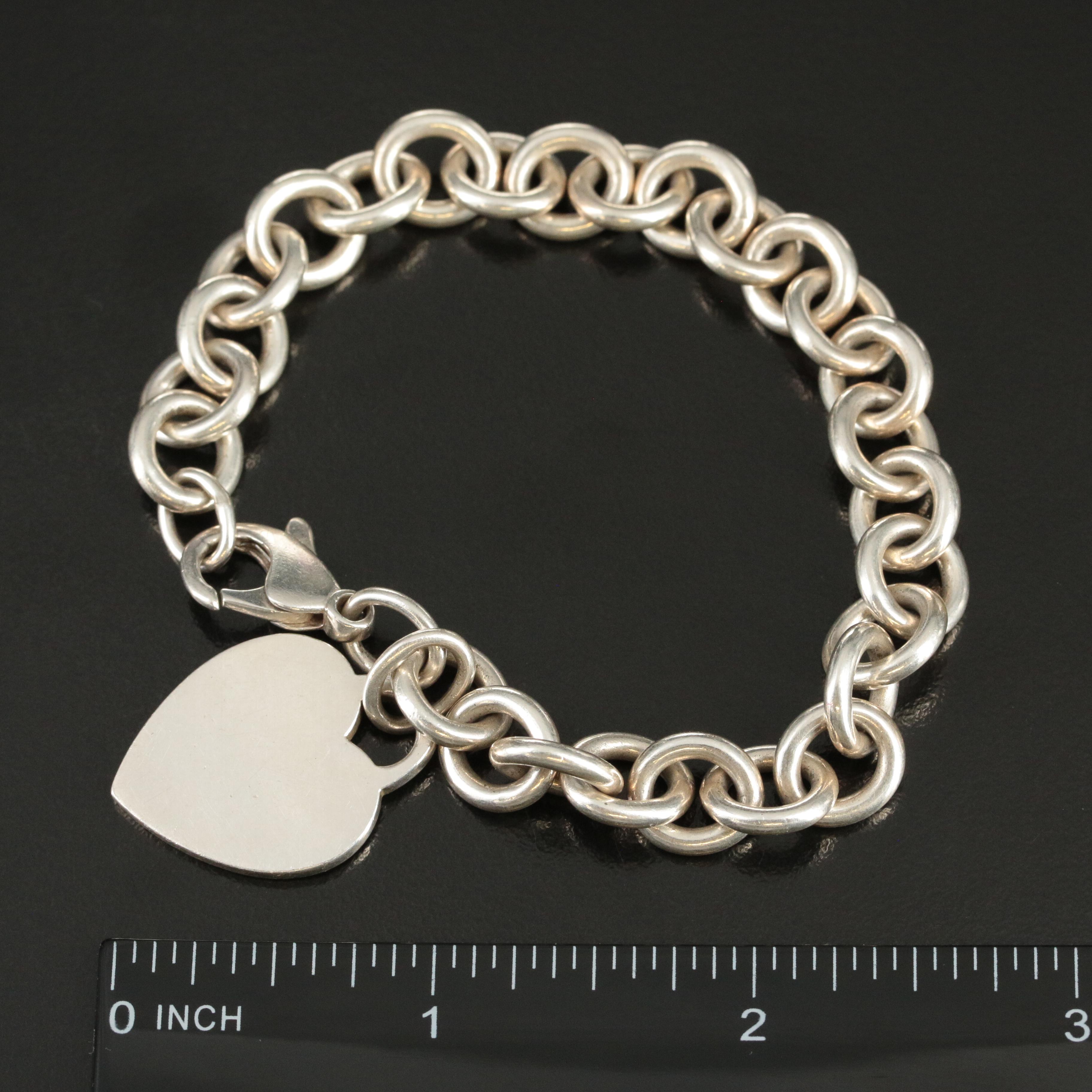 Tiffany & Co. Sterling Heart Charm Bracelet