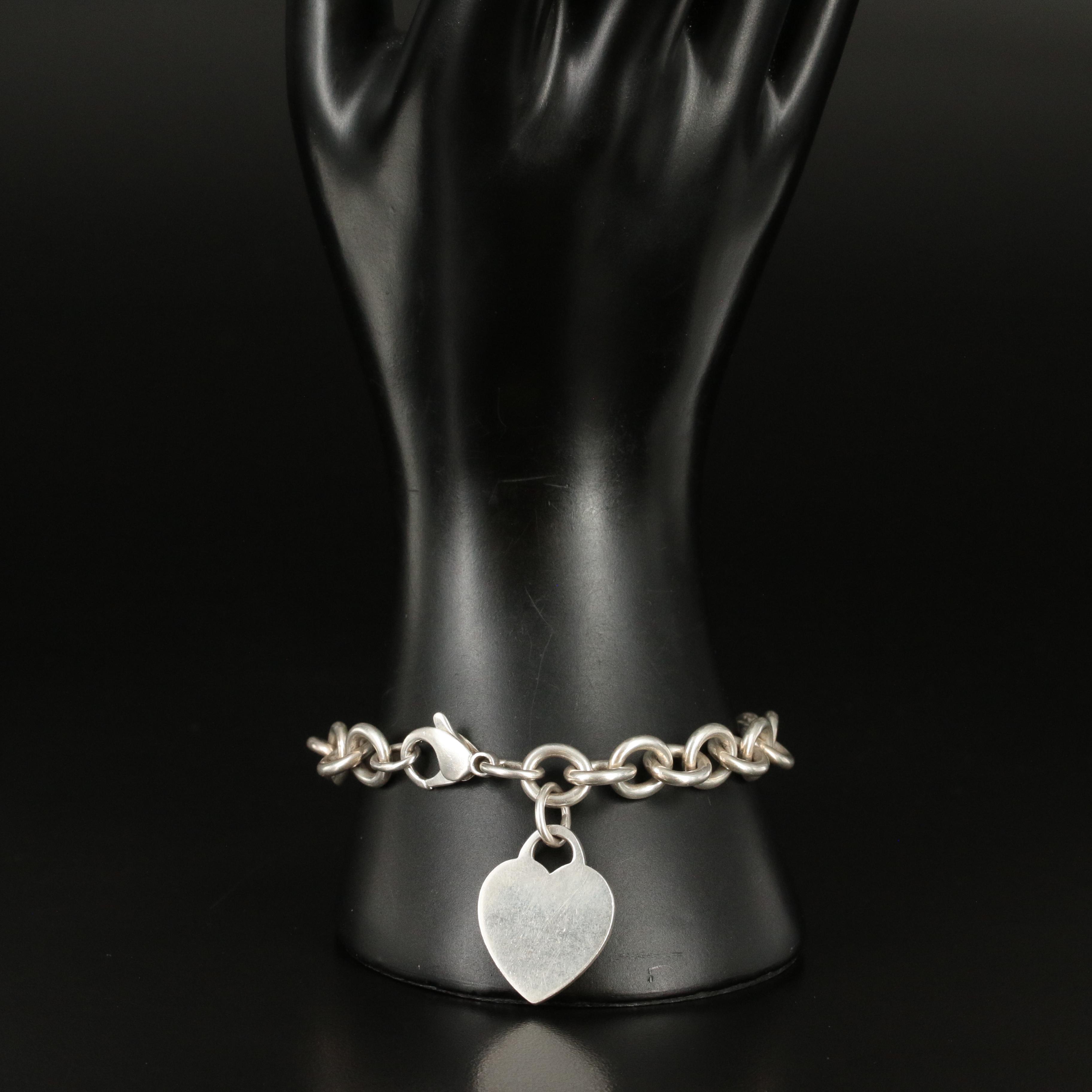 Tiffany & Co. Sterling Heart Charm Bracelet