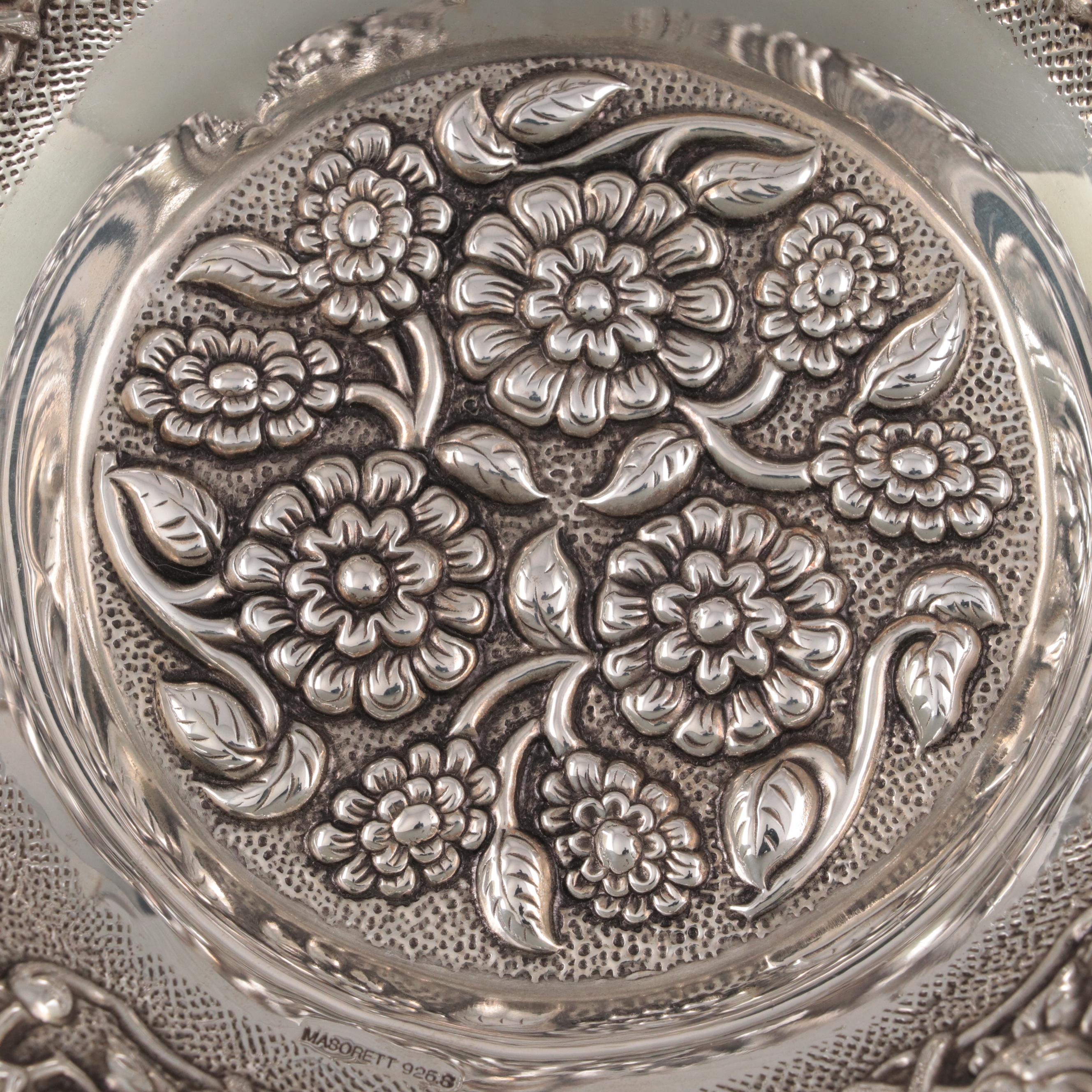 Masorett Sterling Silver Repoussé Footed Bonbon Bowl