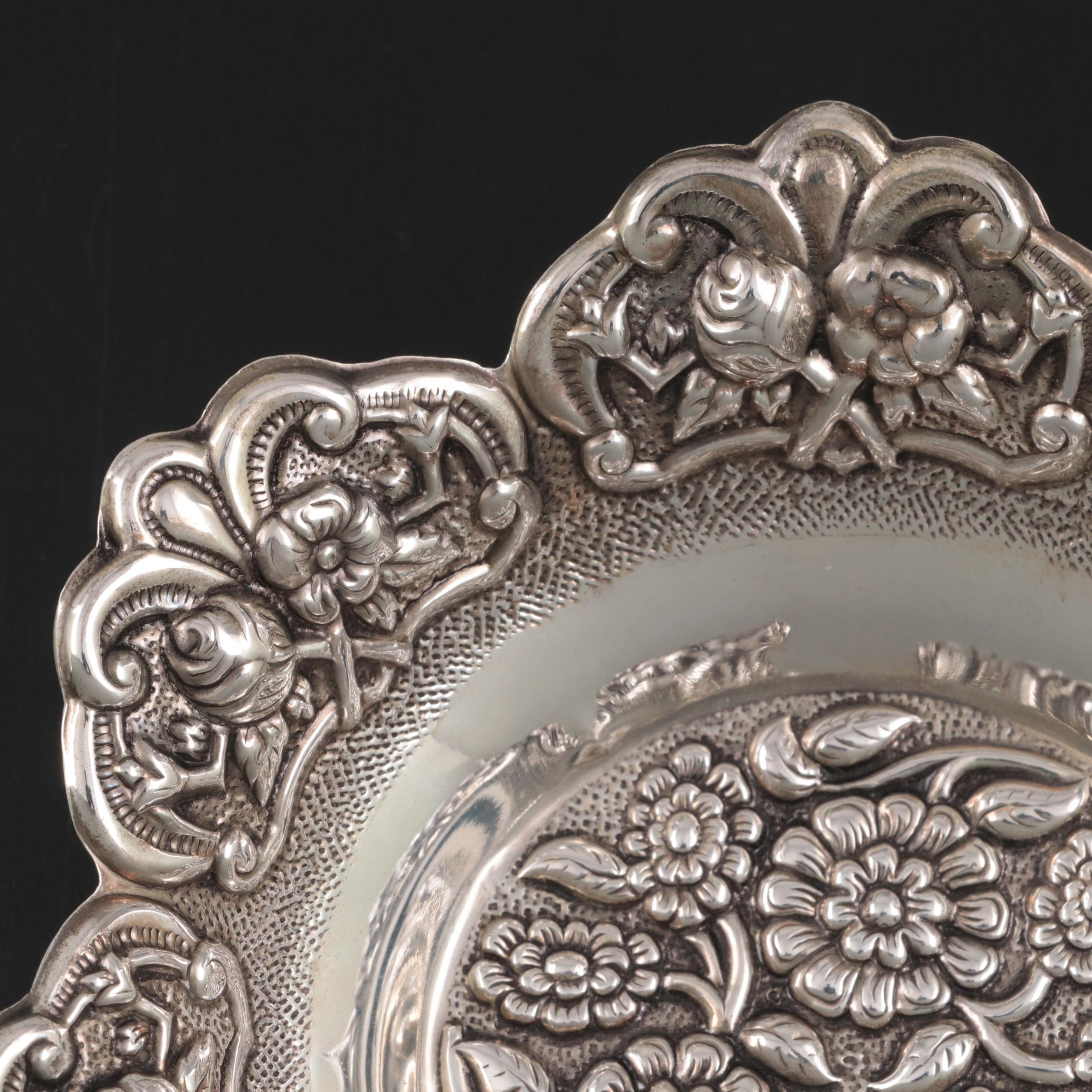 Masorett Sterling Silver Repoussé Footed Bonbon Bowl