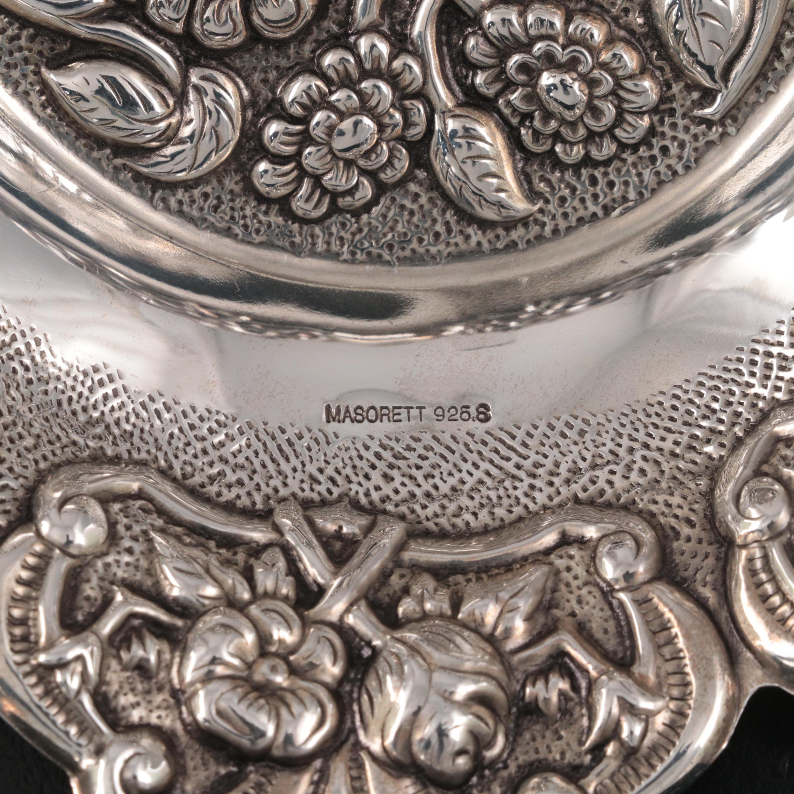 Masorett Sterling Silver Repoussé Footed Bonbon Bowl