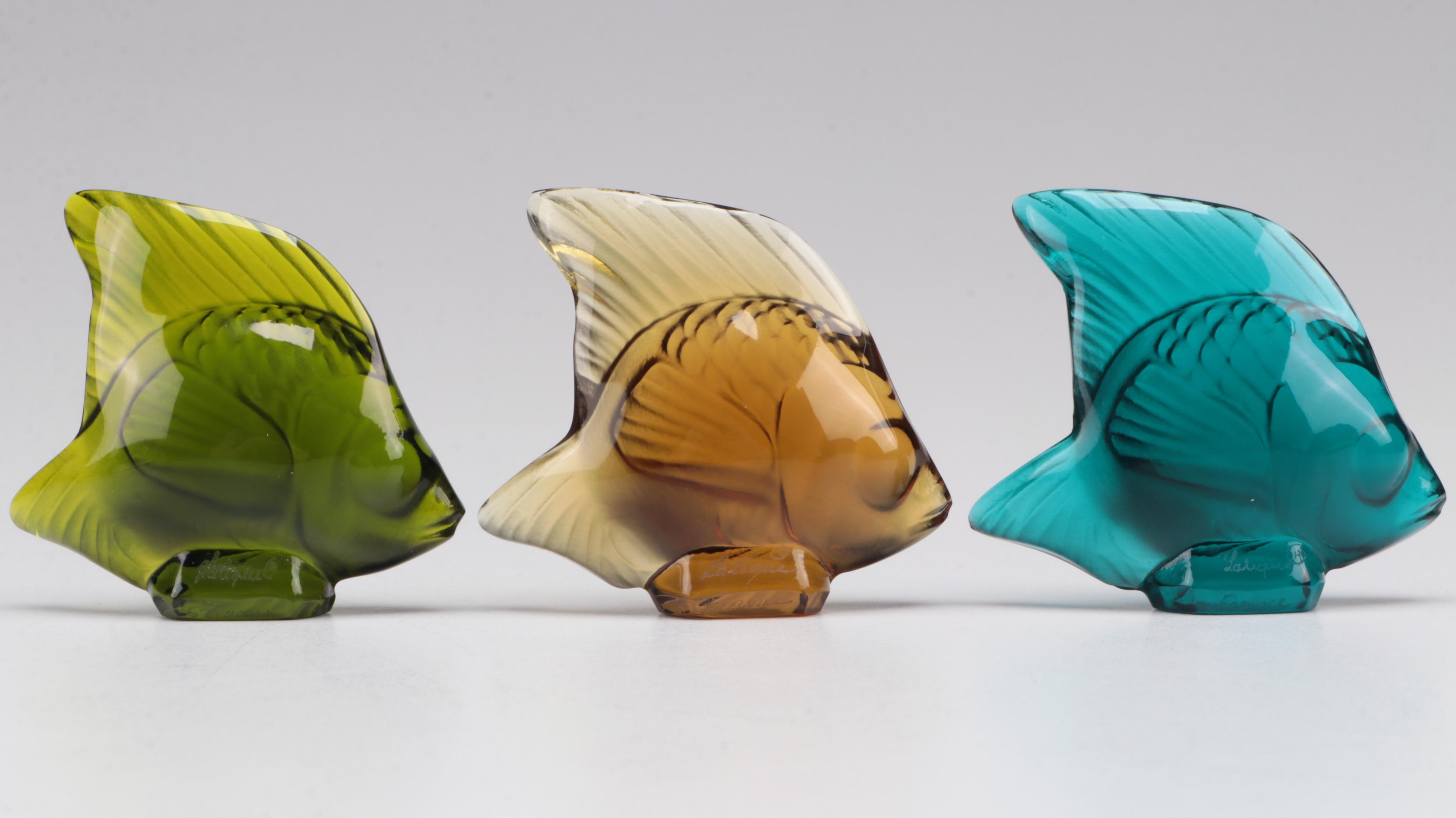 Lalique Crystal Fish Figurines