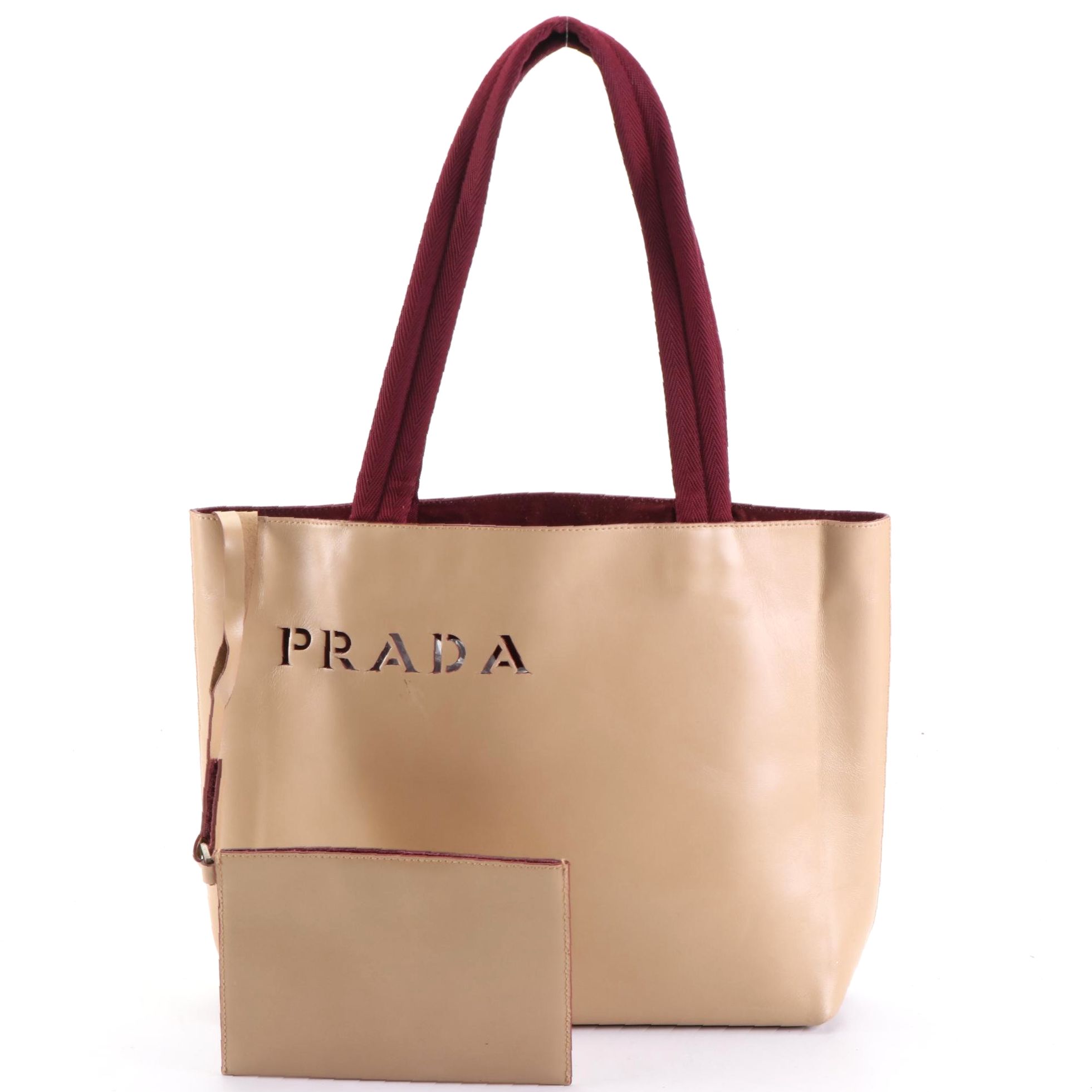 Prada Shopping Tote B10189 in Calfskin Leather with Pouch