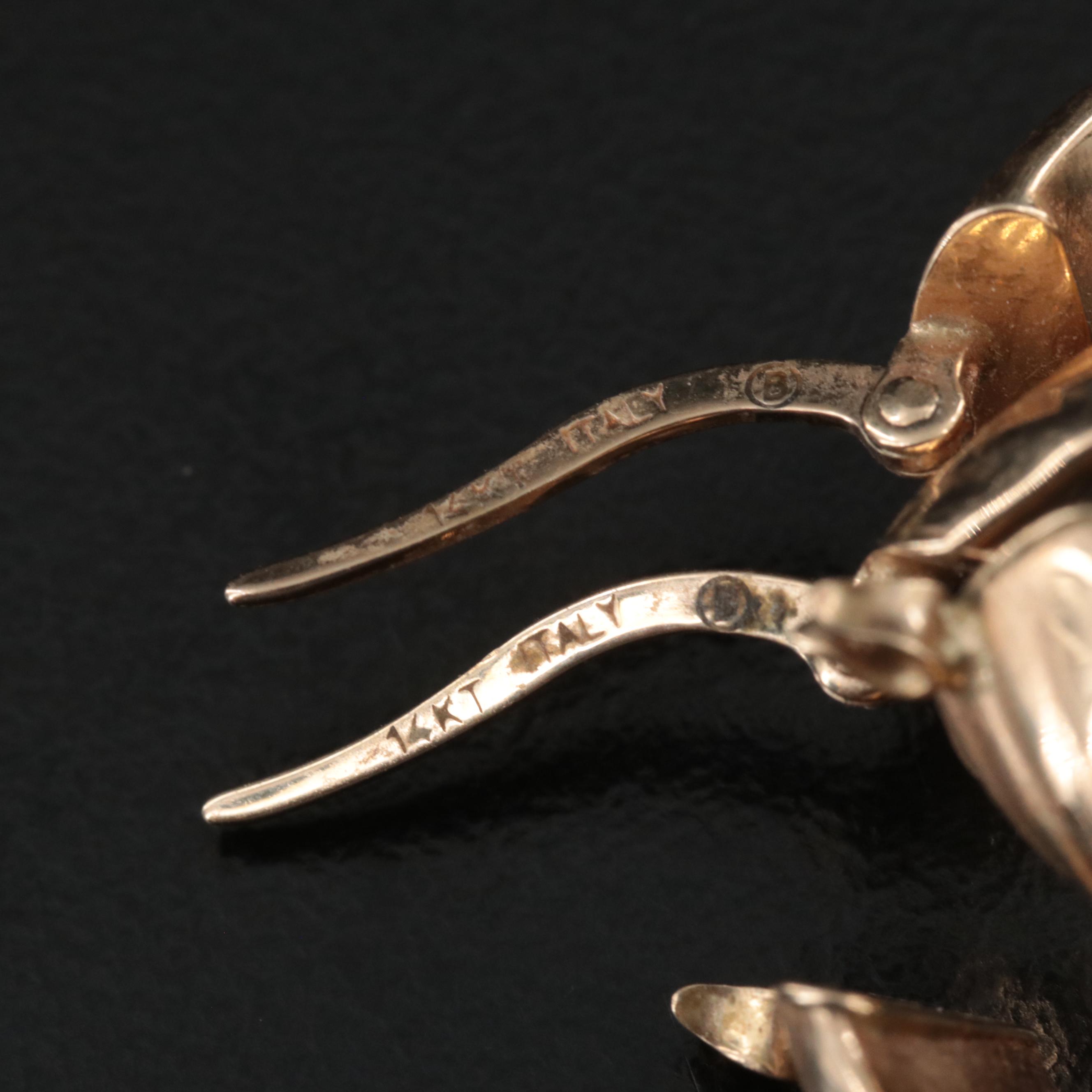 14K Contour Fluted Hoop Earrings