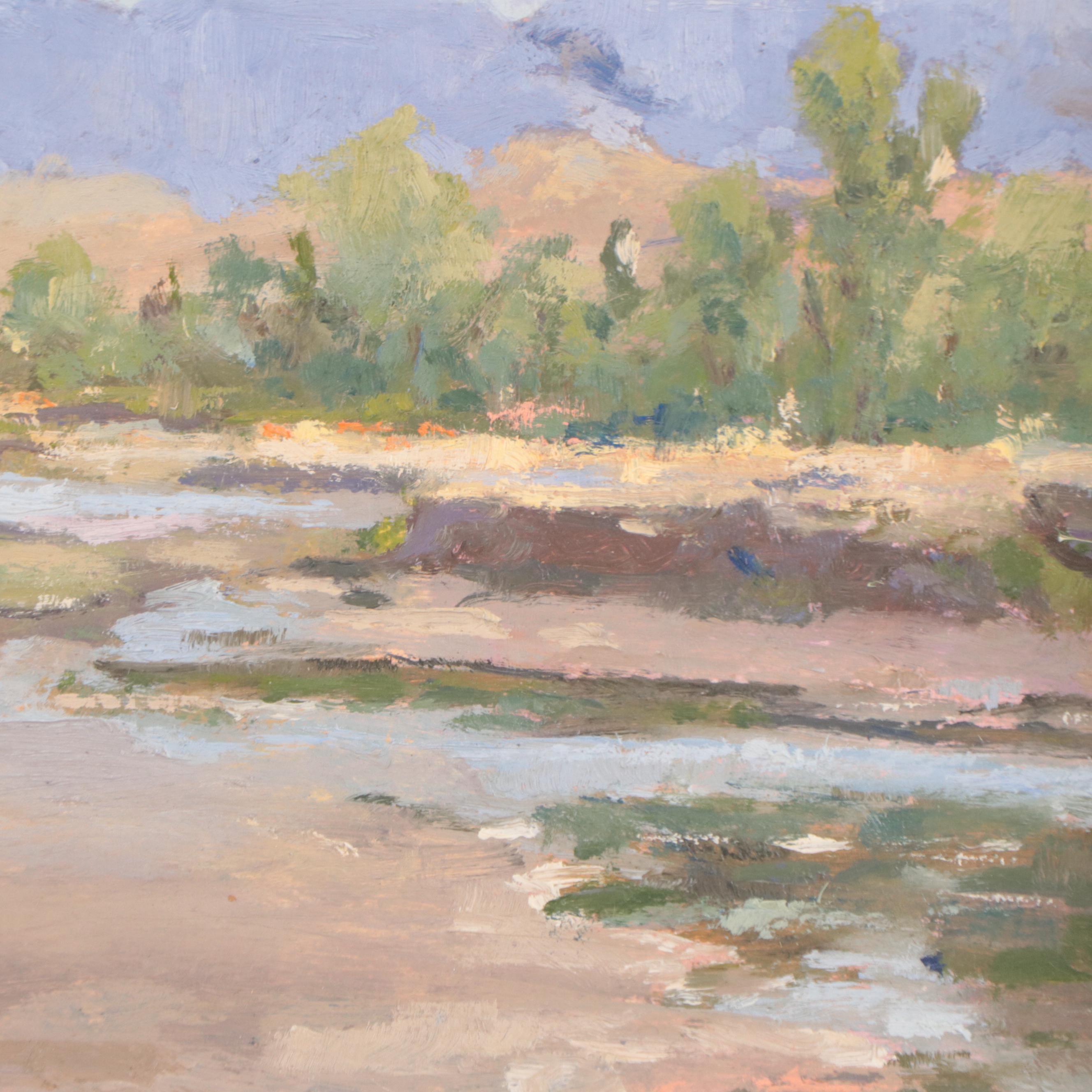 Bob Barlow Landscape Oil Painting of Powder River, 1979