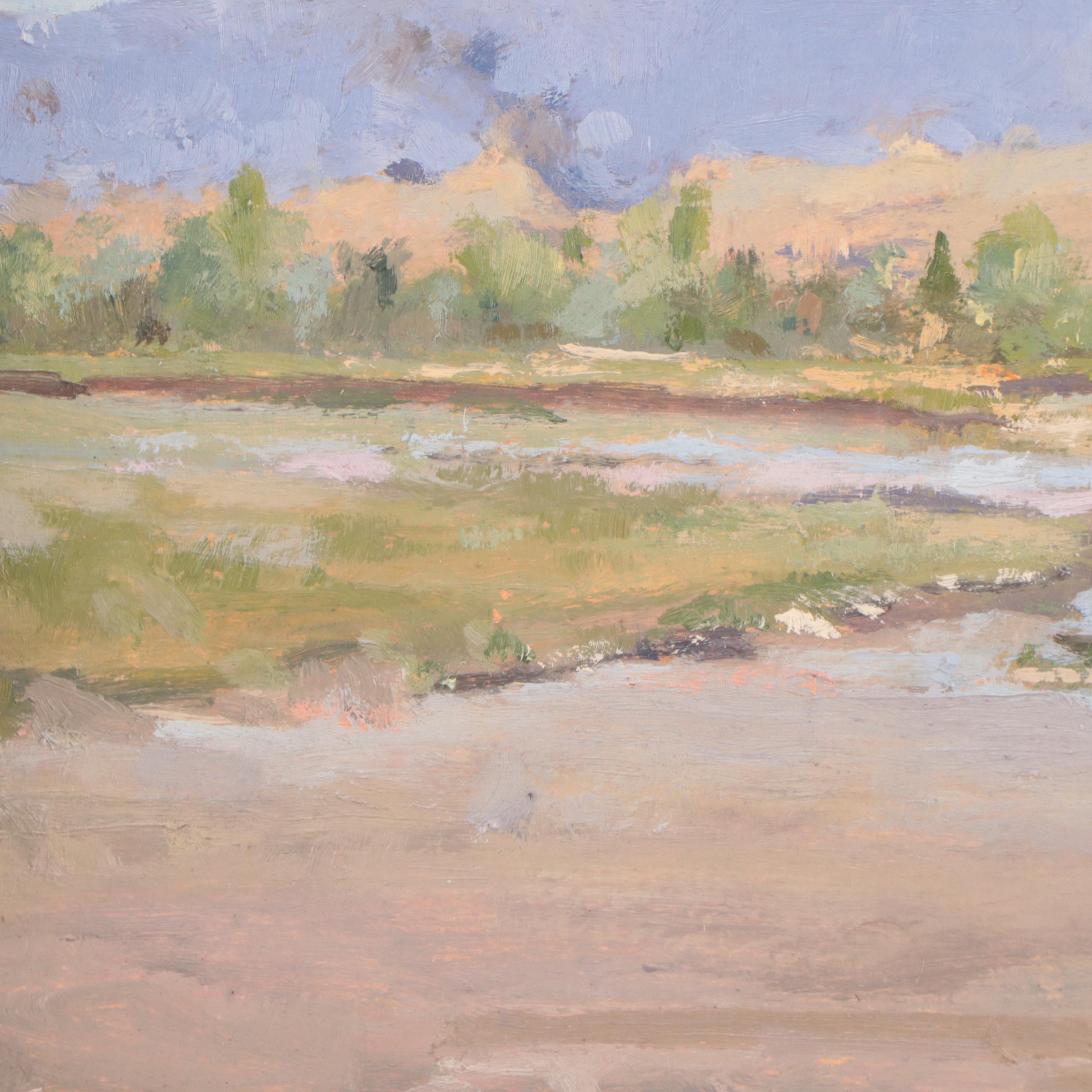 Bob Barlow Landscape Oil Painting of Powder River, 1979