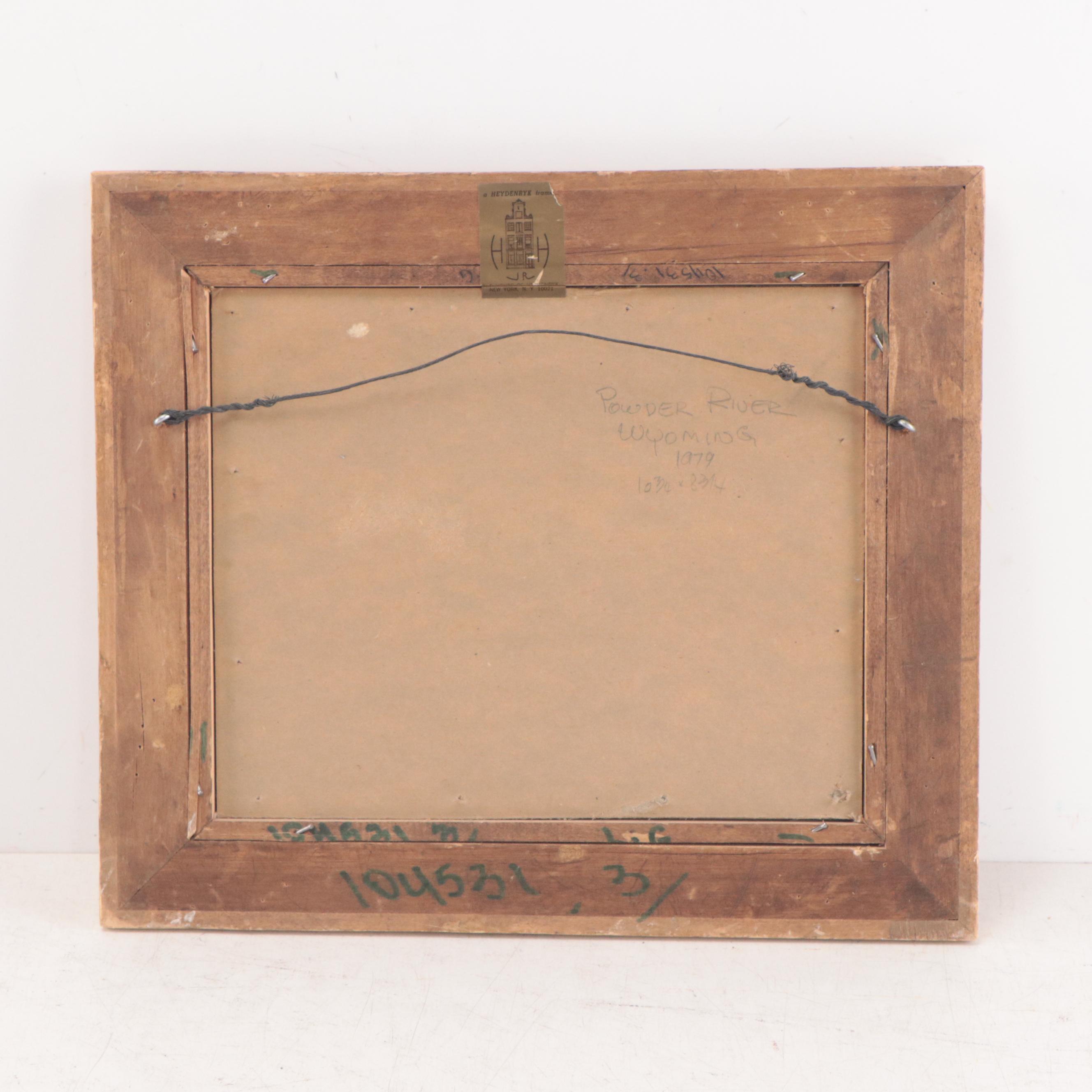 Bob Barlow Landscape Oil Painting of Powder River, 1979