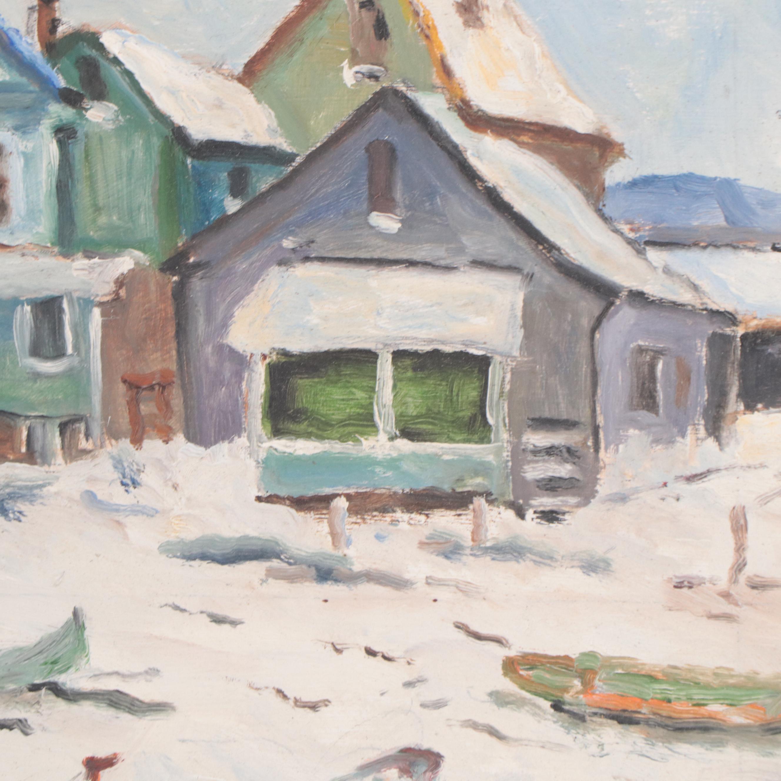 Bob Barlow Oil Painting of Winter Landscape