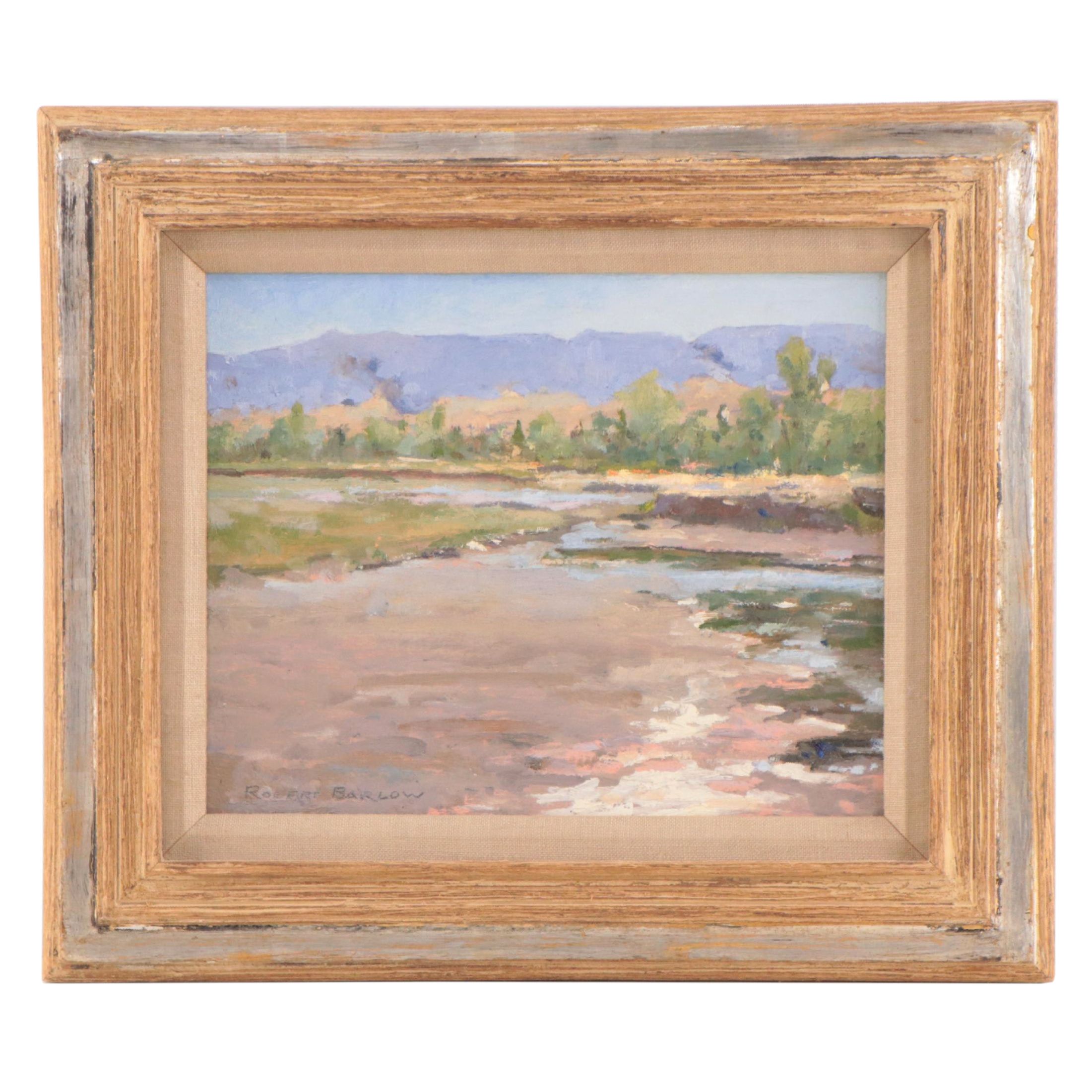 Bob Barlow Landscape Oil Painting of Powder River, 1979