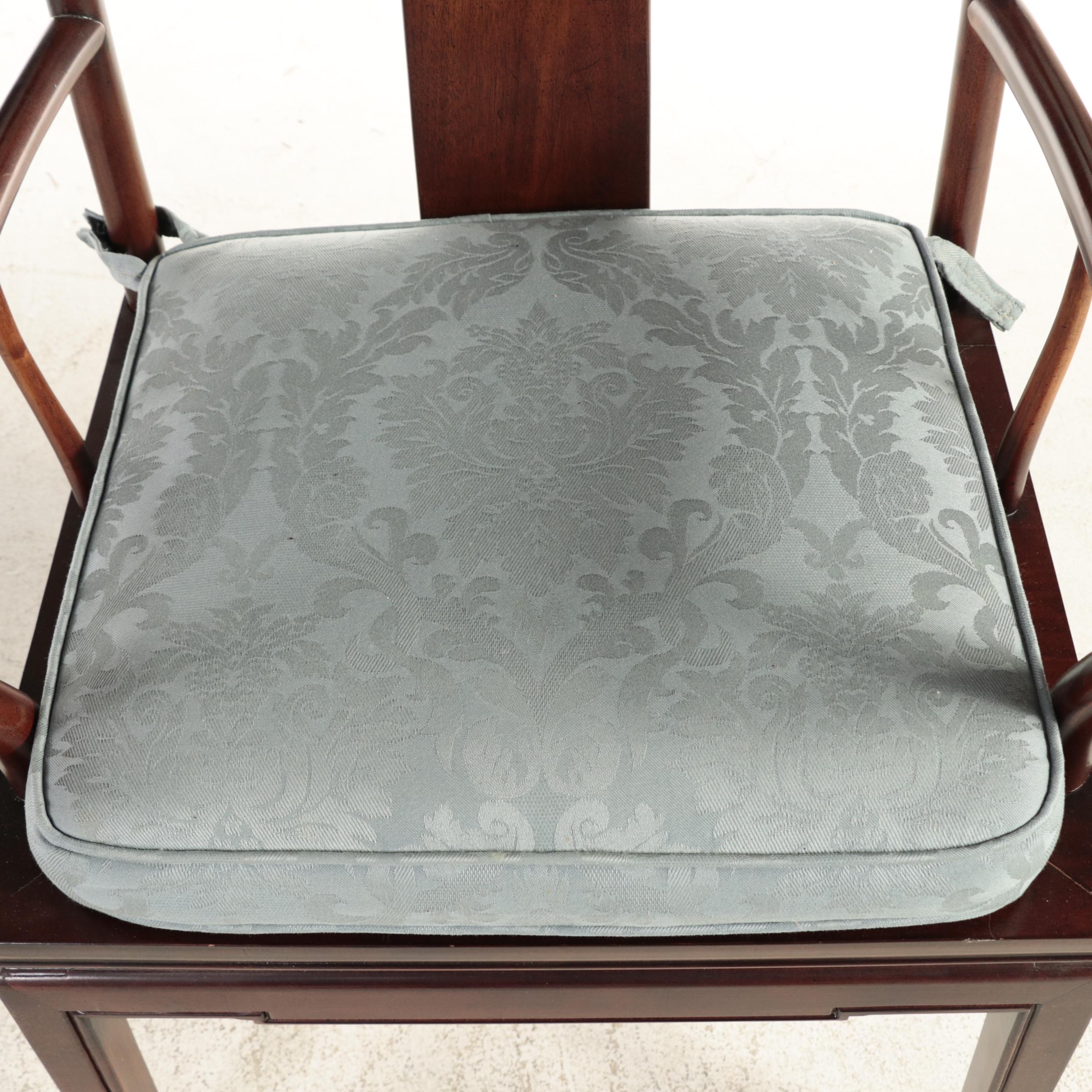 Henredon Chinese Style Hardwood Extension Dining Table and Six Chairs