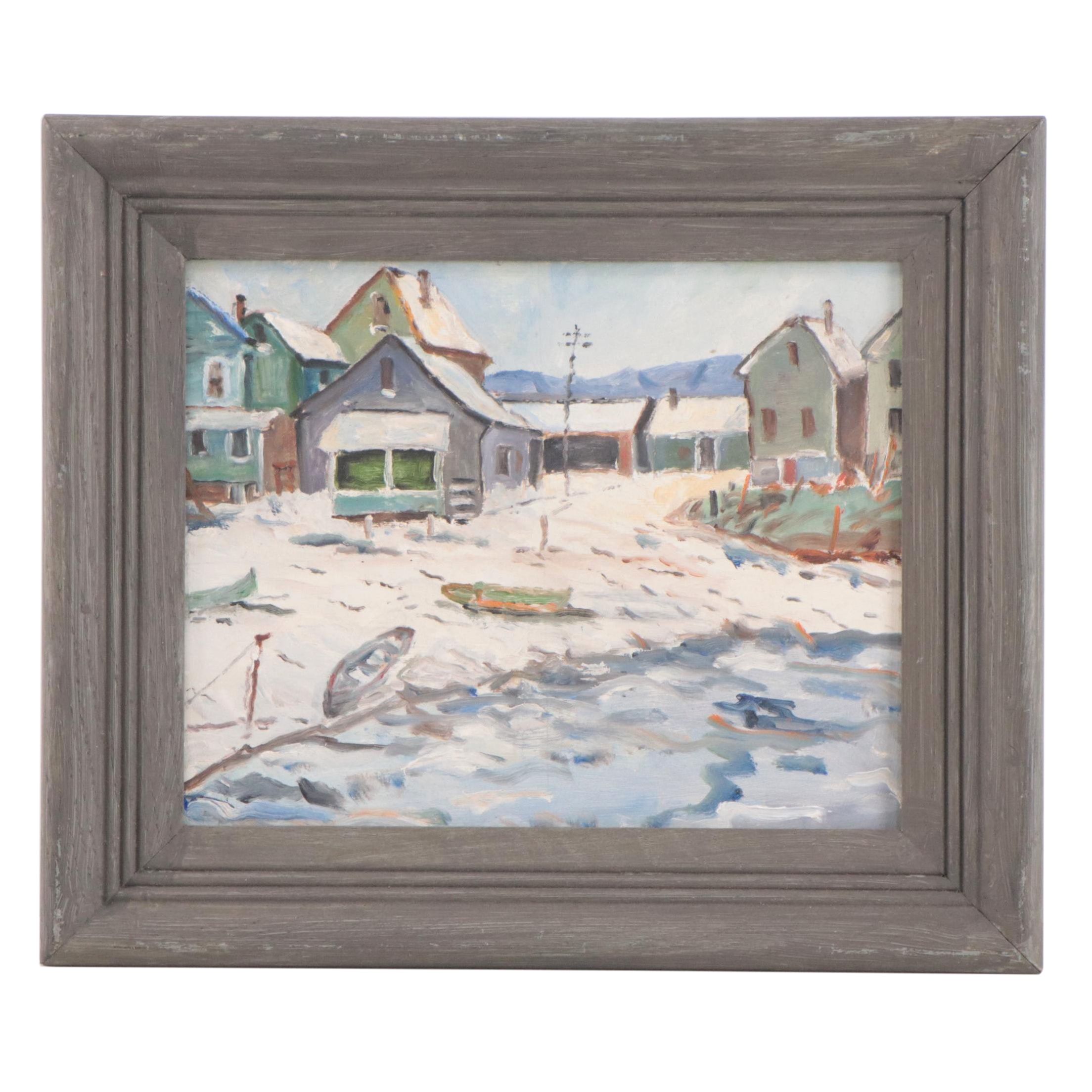 Bob Barlow Oil Painting of Winter Landscape