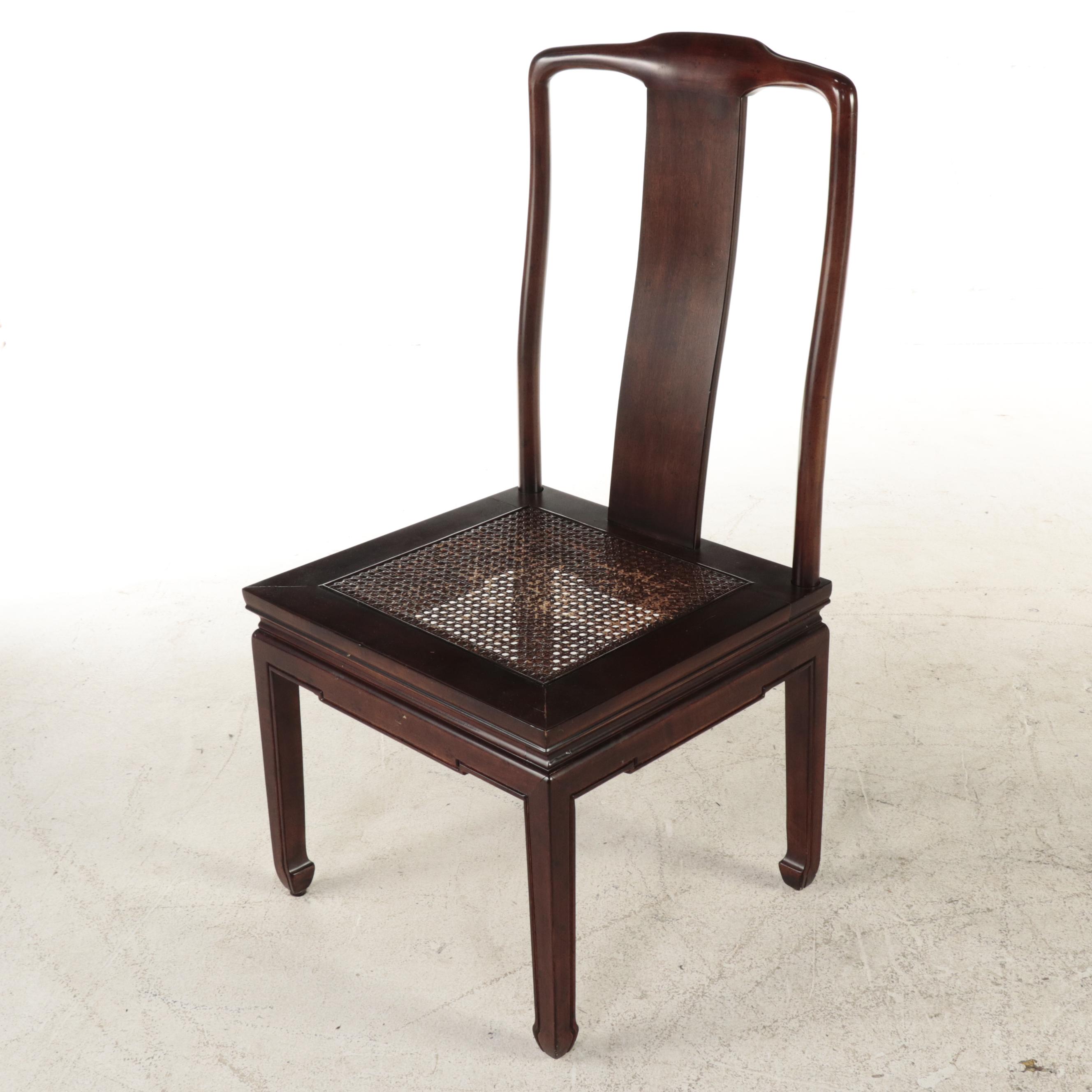 Henredon Chinese Style Hardwood Extension Dining Table and Six Chairs