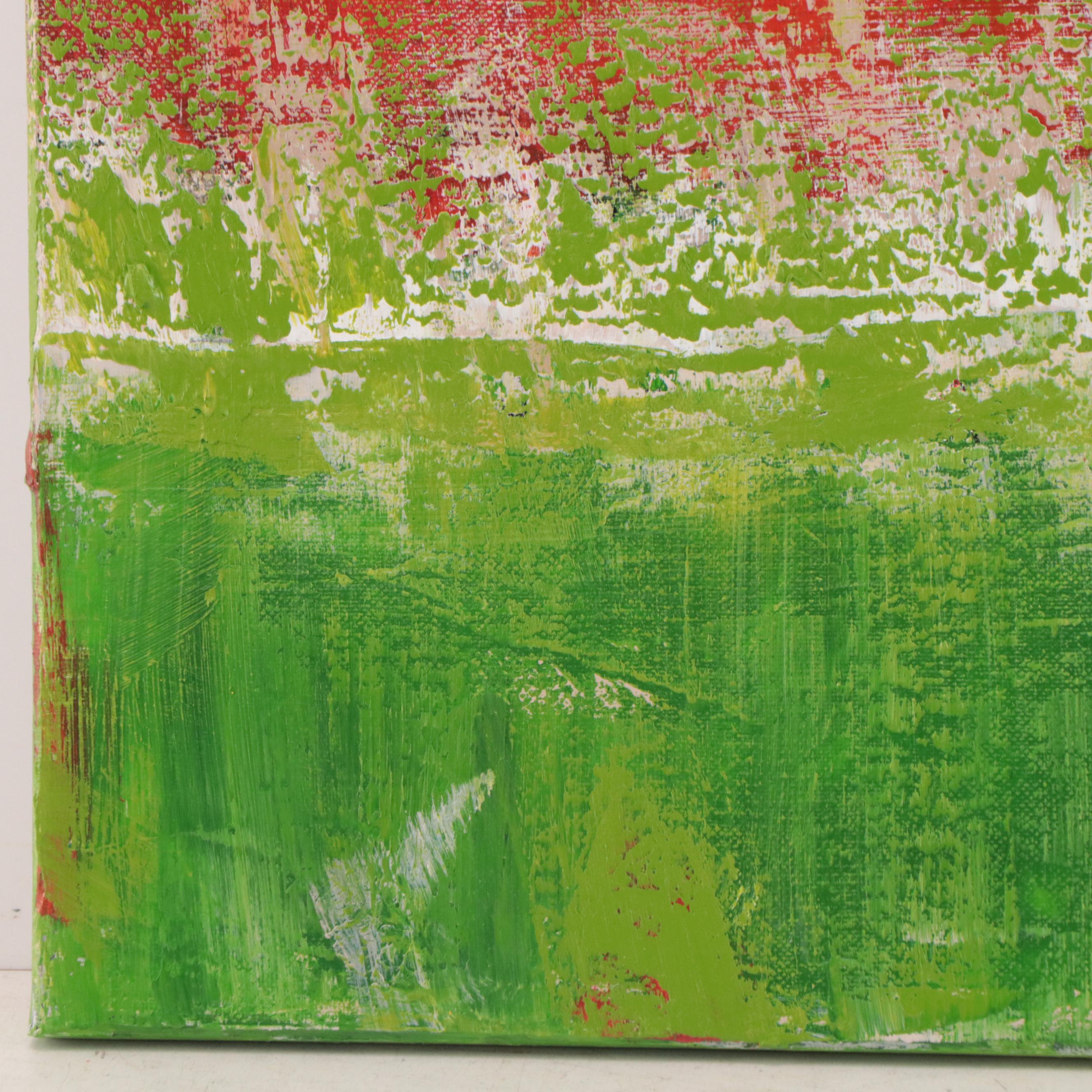 Sanna Abstract Acrylic Painting "Green Field," 2023