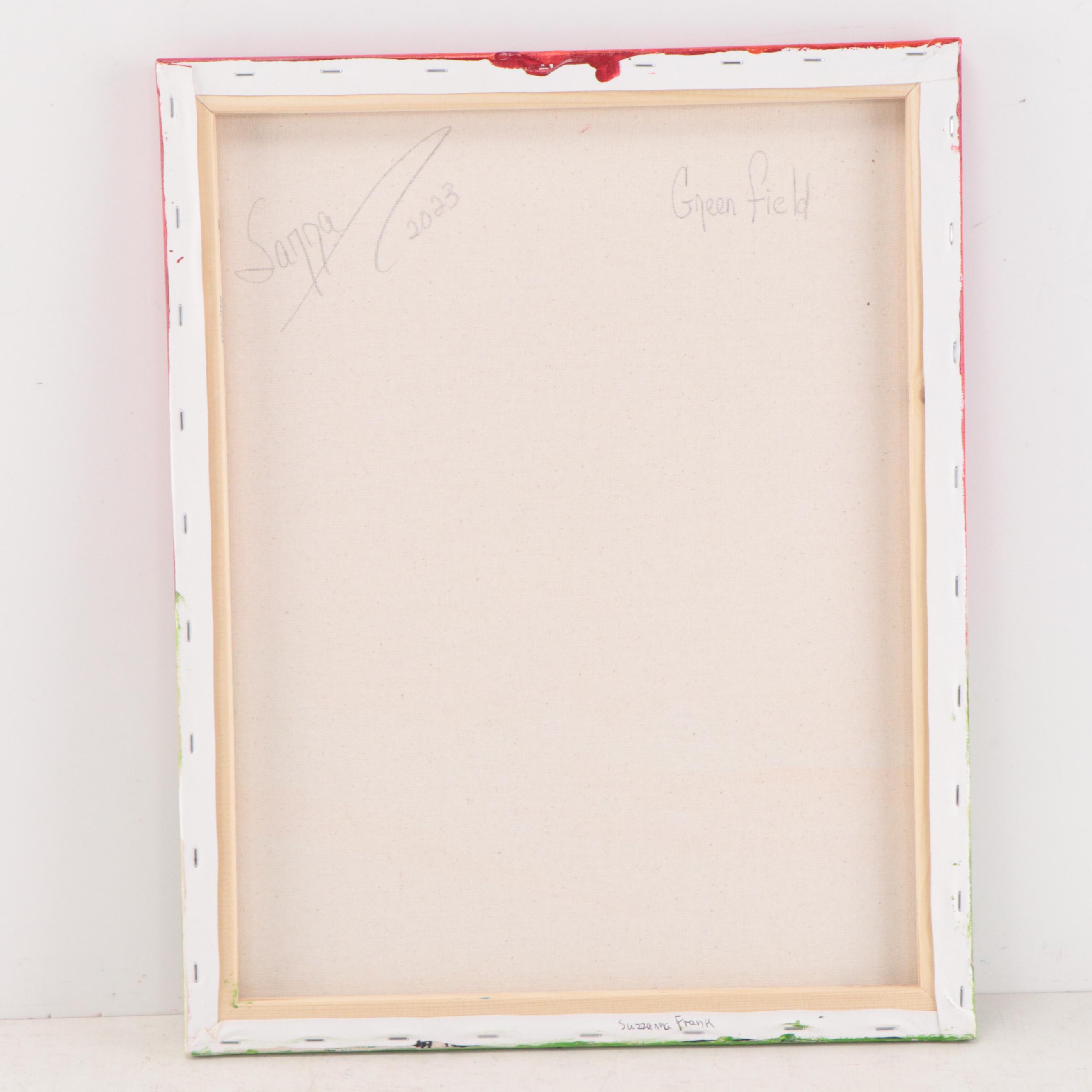 Sanna Abstract Acrylic Painting "Green Field," 2023