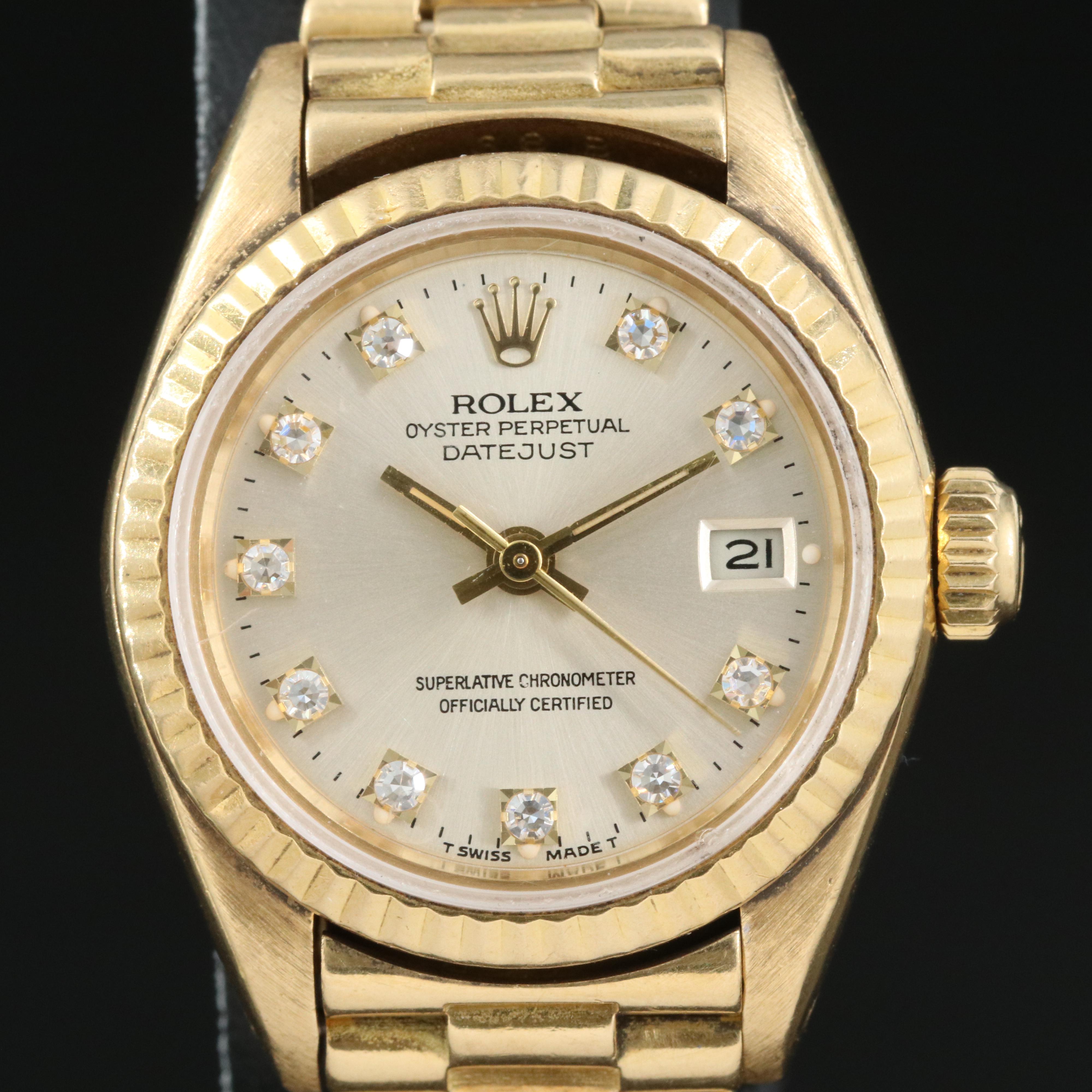 1982 Rolex Custom Diamond Dial Datejust Watch