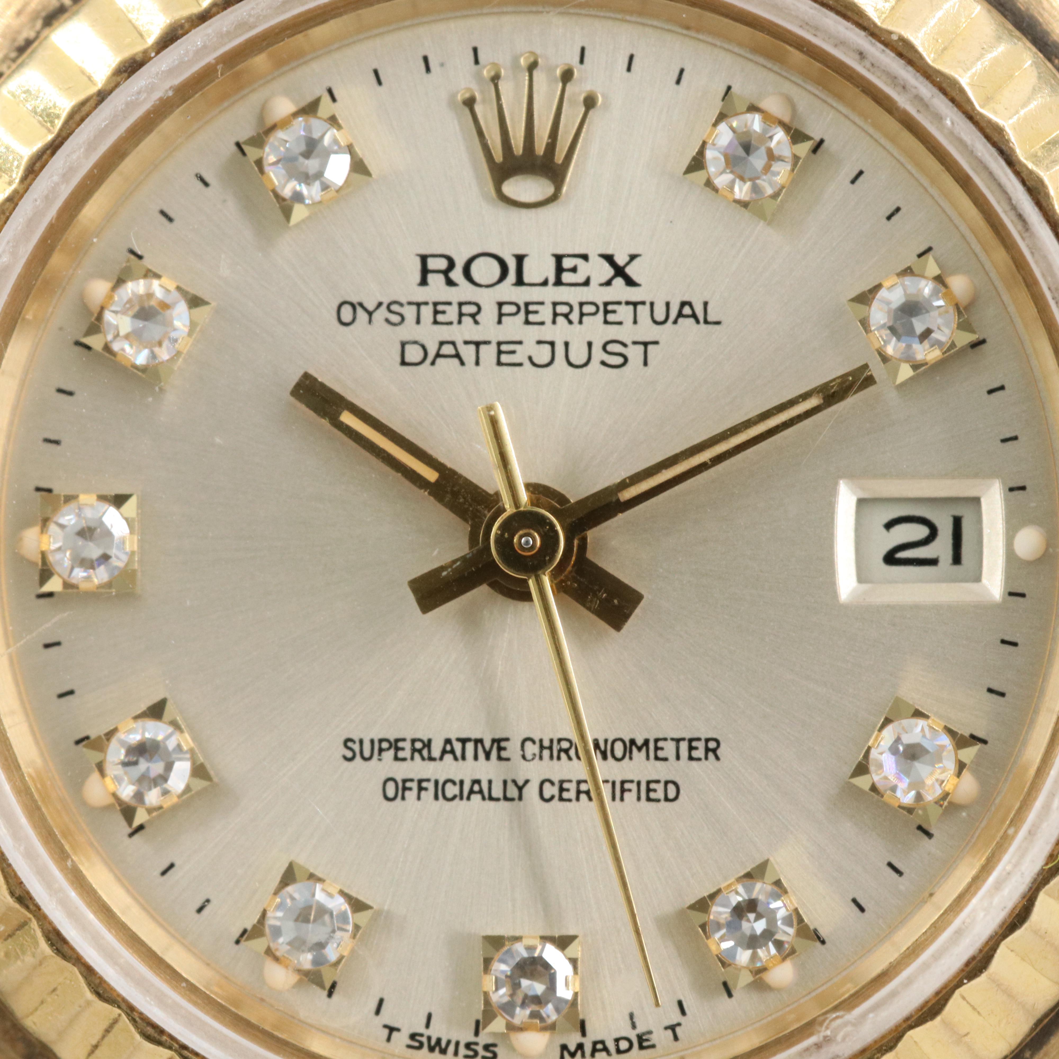 1982 Rolex Custom Diamond Dial Datejust Watch