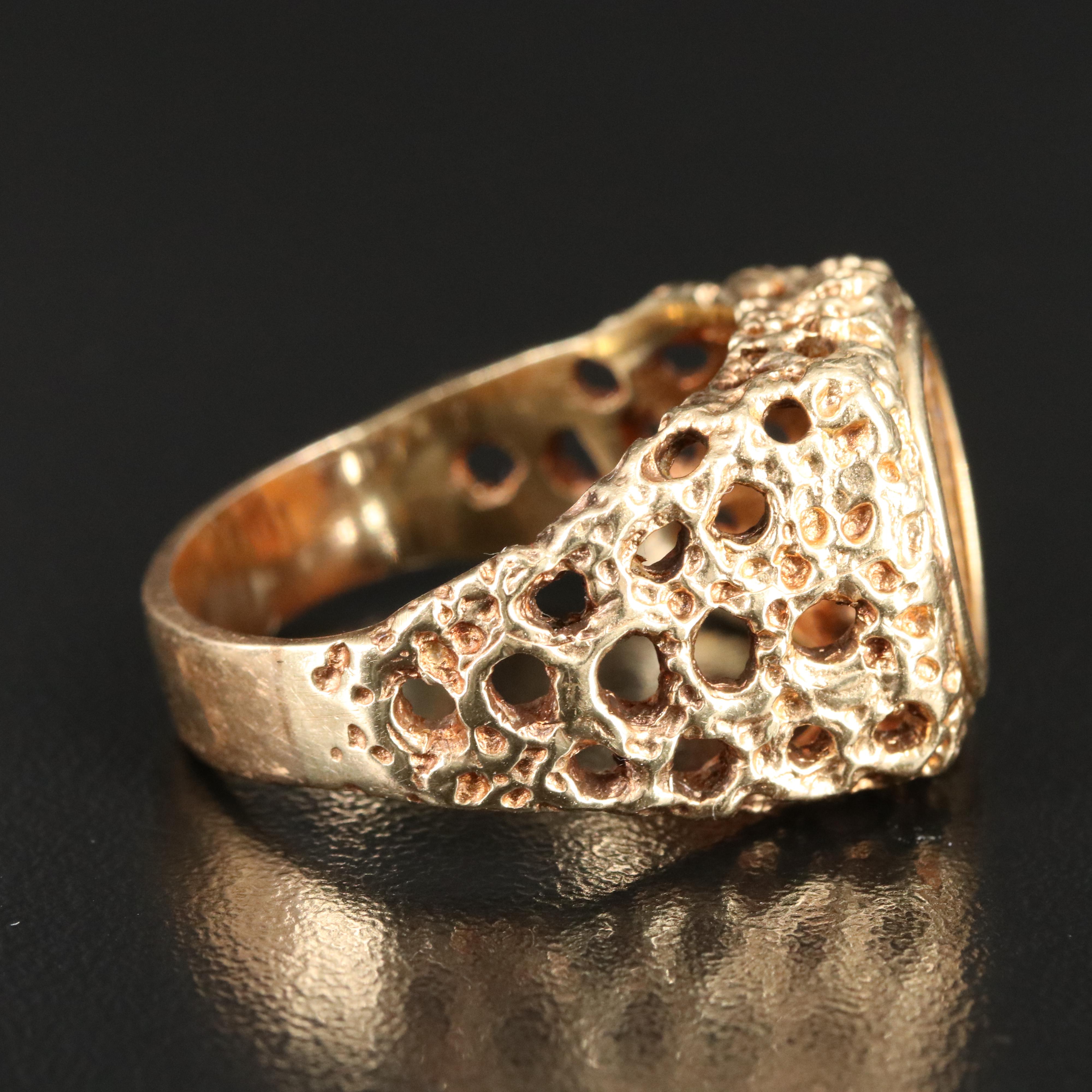 14K Ring with 1945 Mexican Dos Pesos Gold Coin