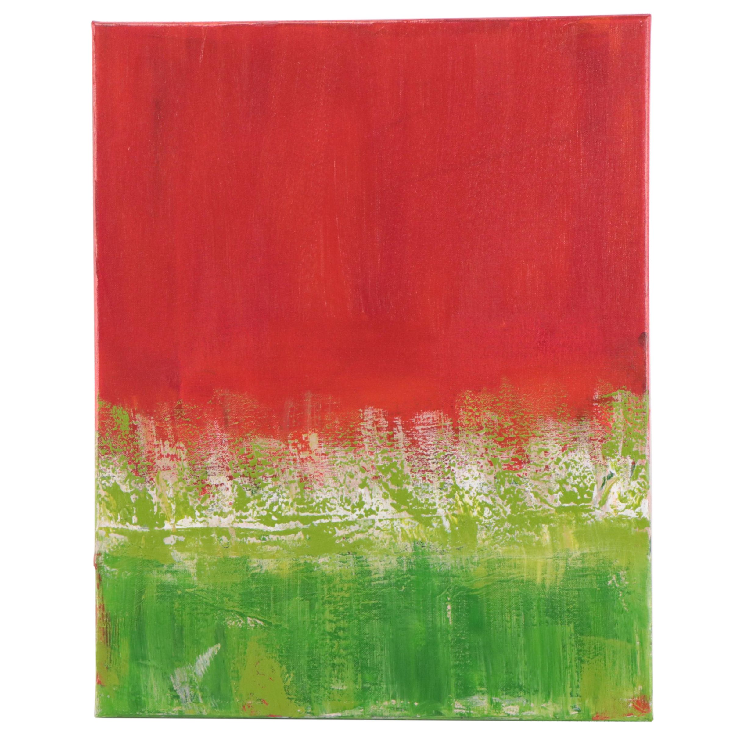 Sanna Abstract Acrylic Painting "Green Field," 2023