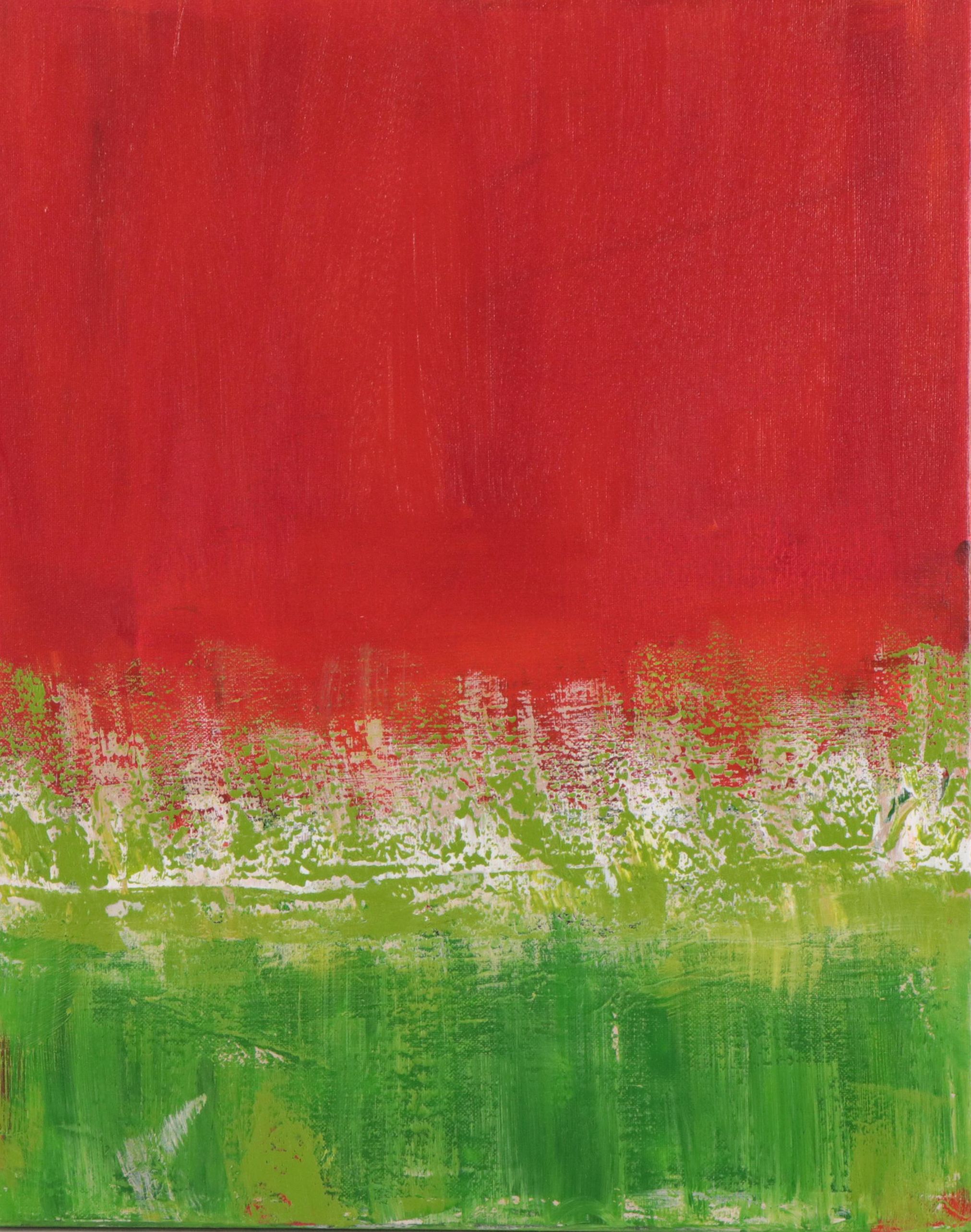 Sanna Abstract Acrylic Painting "Green Field," 2023