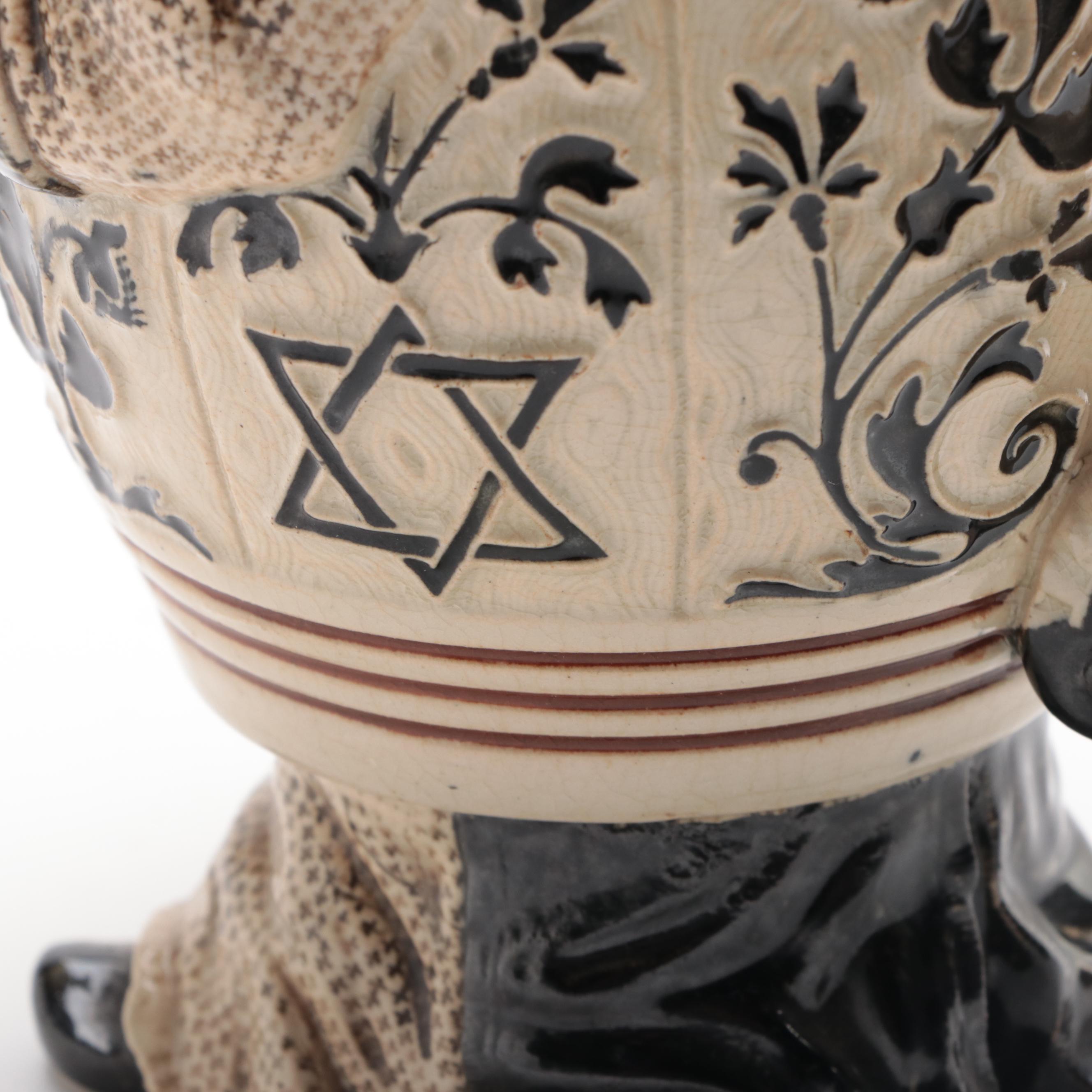 "Funnel Man" Stoneware Beer Stein with Brewer's Star, Late 19th/Early 20th C.