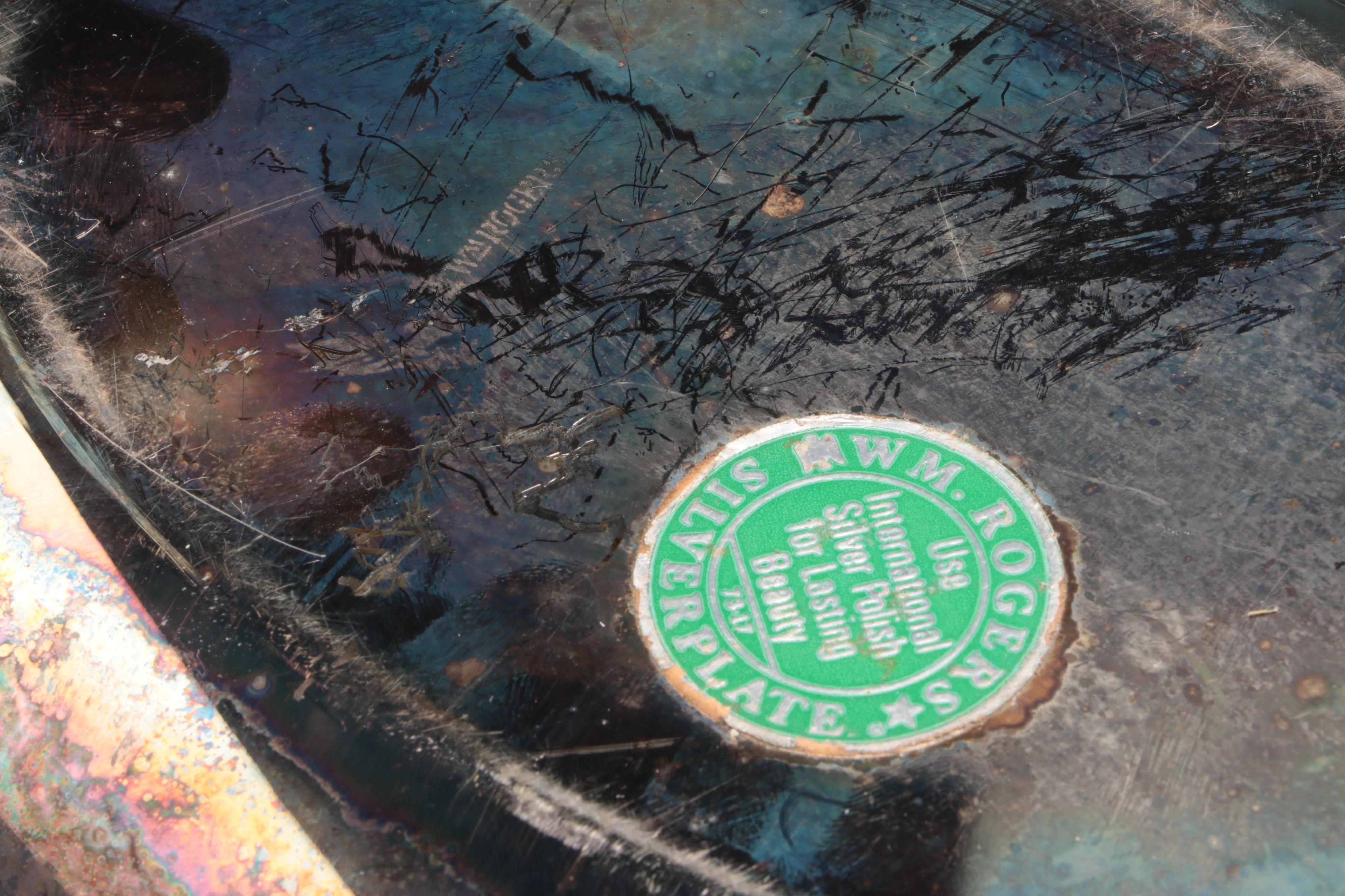 Sheridan Silver Co. Gallery Tray with Glasses and Other Silver Plate Serveware