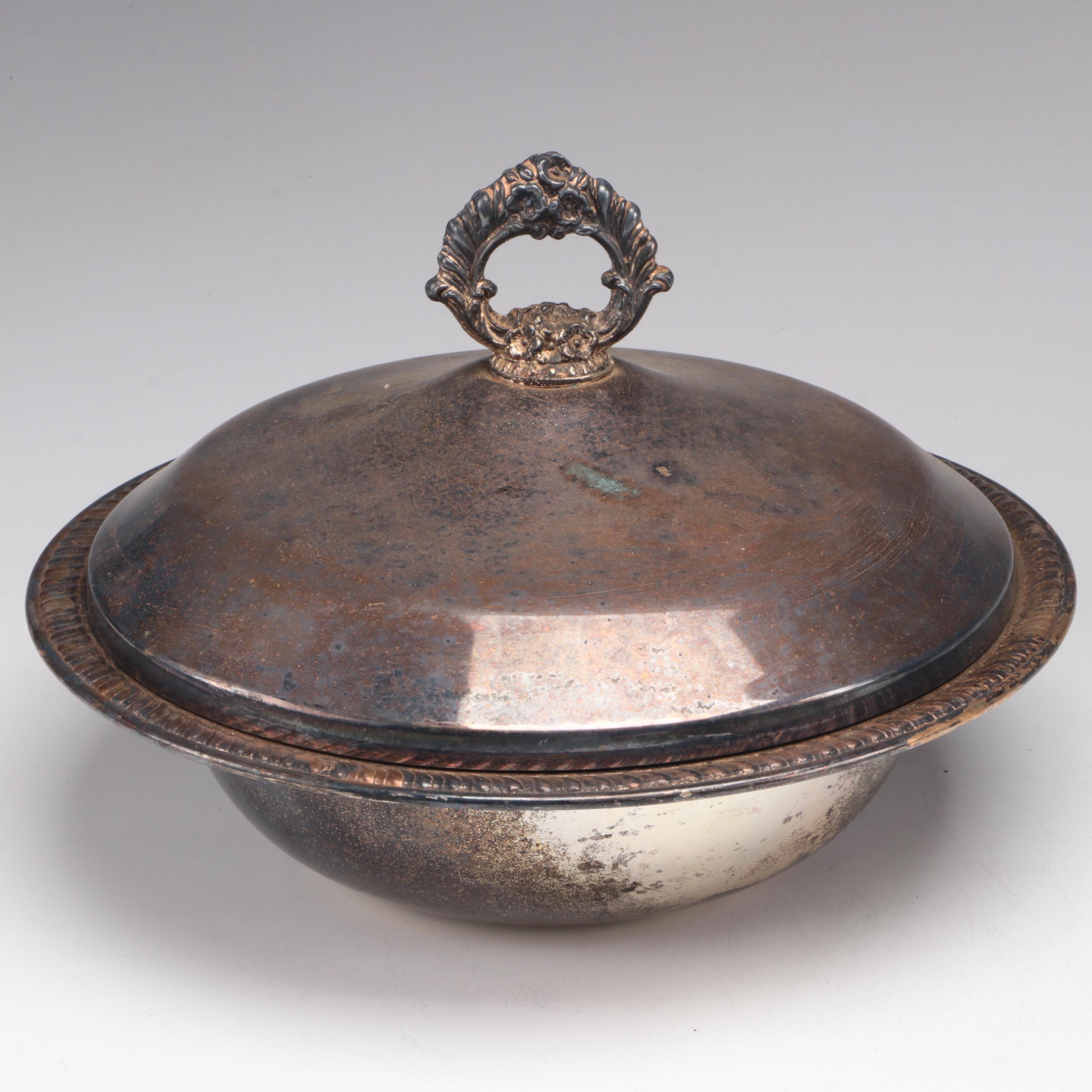 Sheridan Silver Co. Gallery Tray with Glasses and Other Silver Plate Serveware