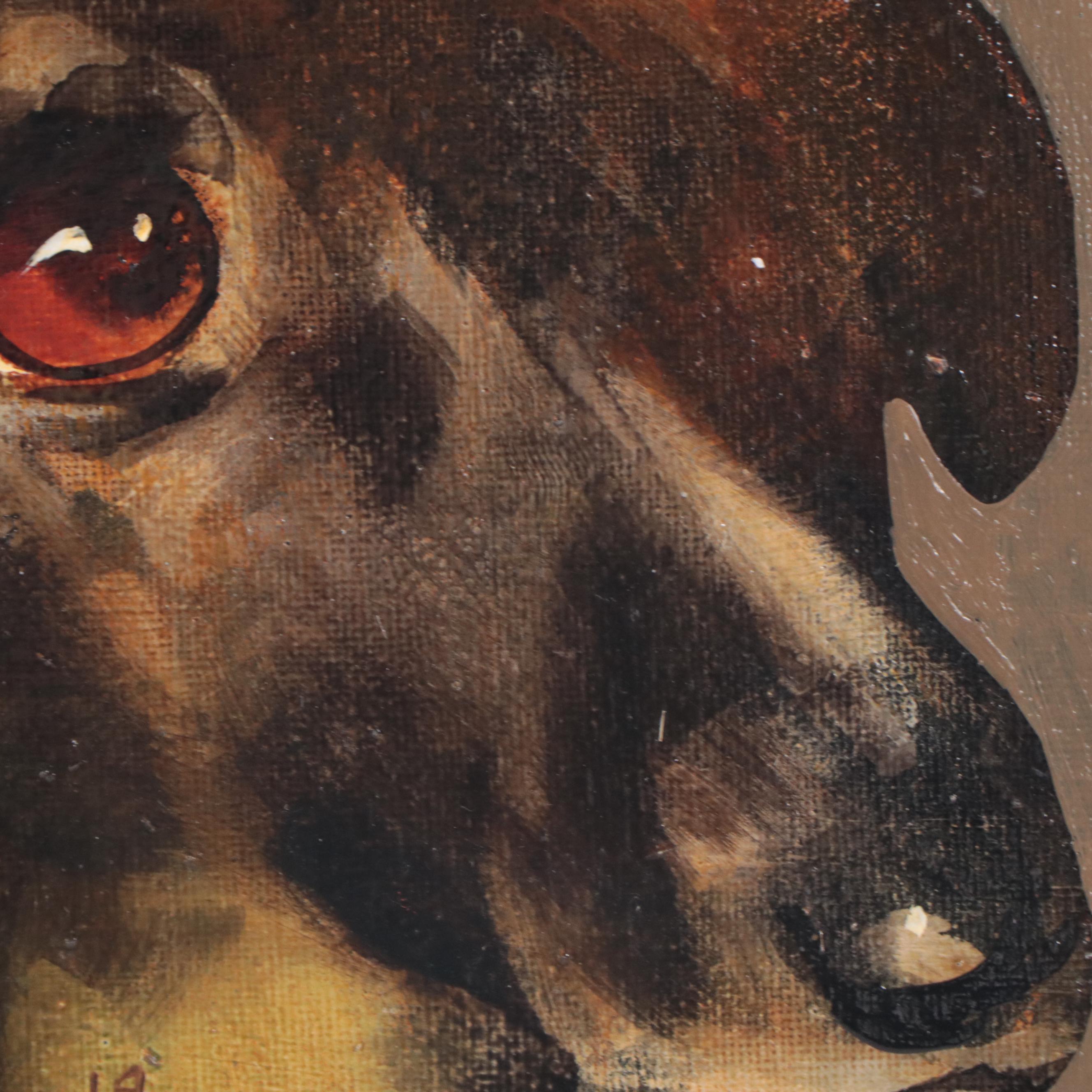 David Andrews Oil Painting "Dog Portrait," 2019