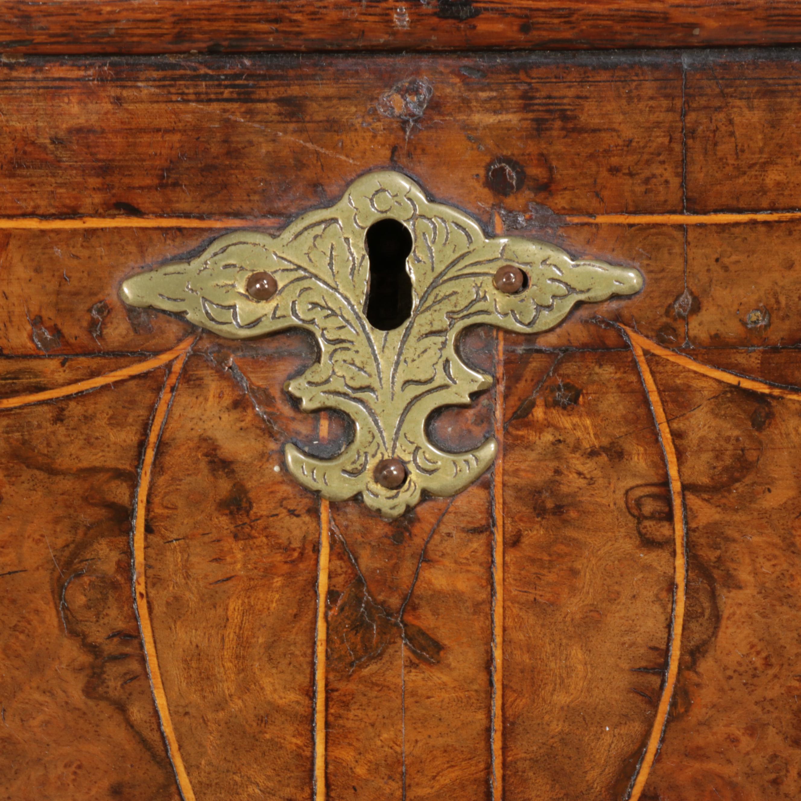 Dutch Walnut and Marquetry Bombé-Front Bureau, 19th Century