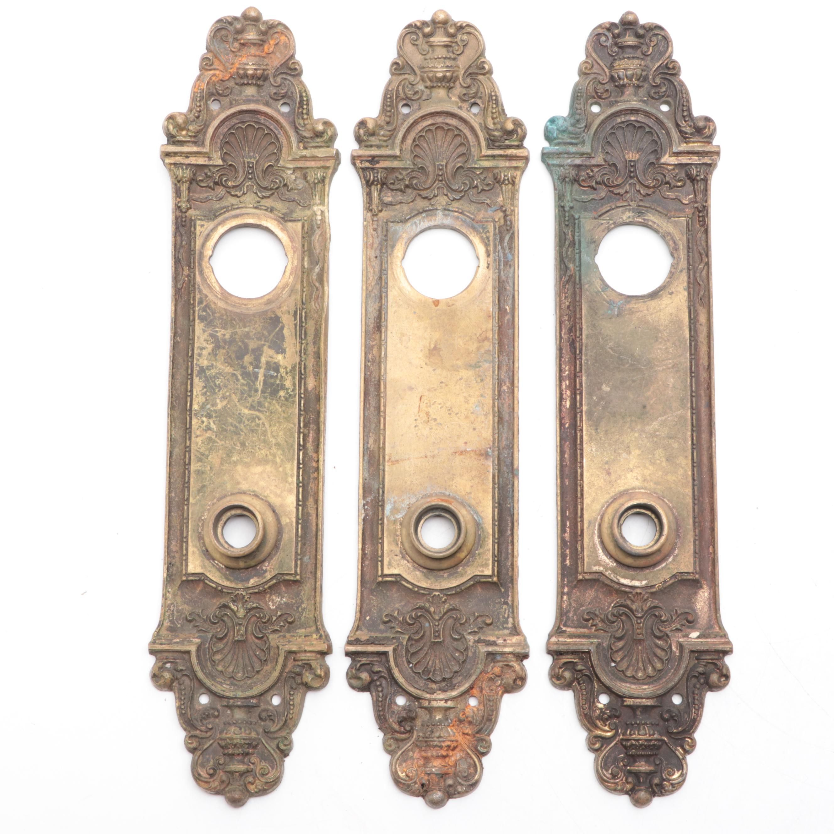 Victorian Pressed Brass Door Back Plates