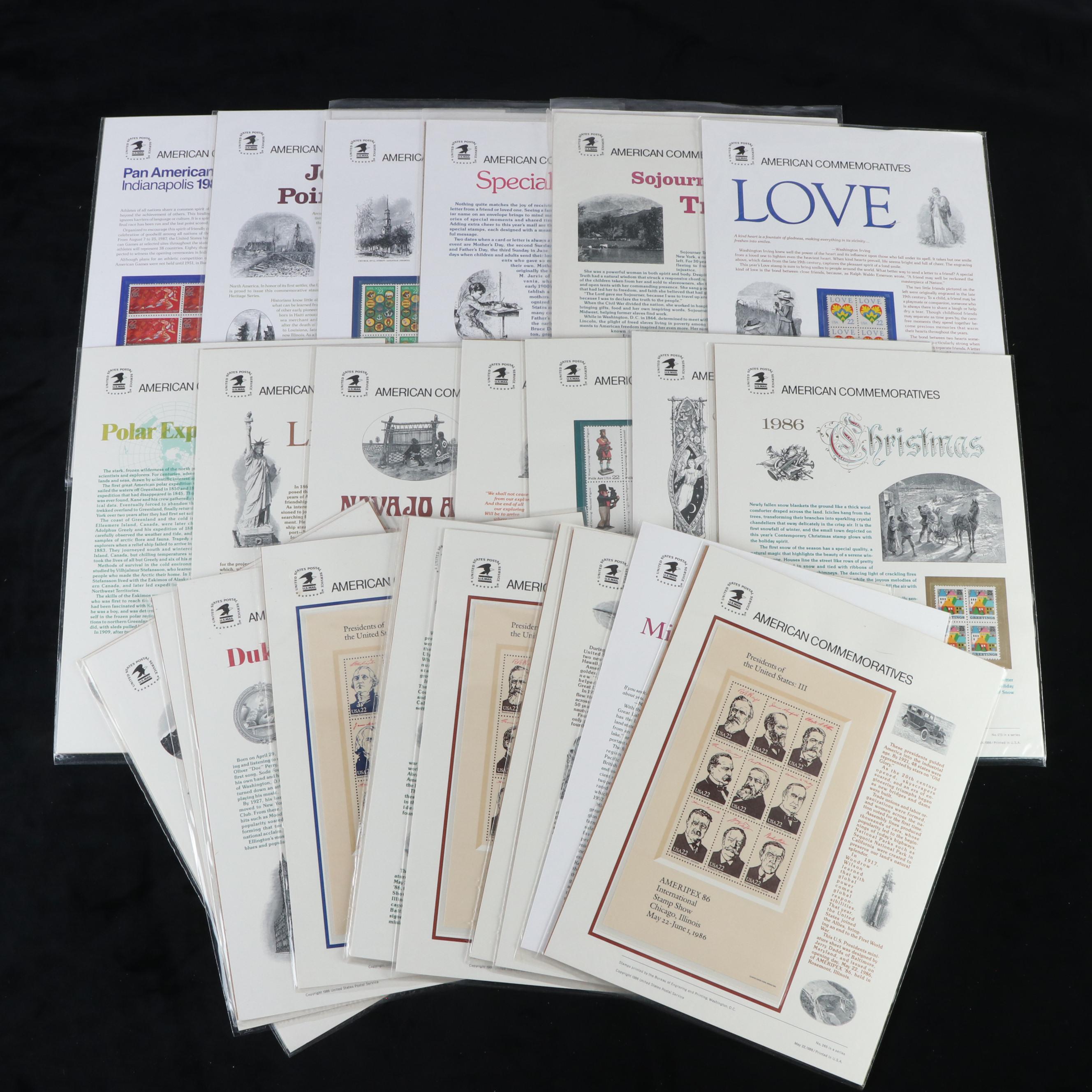 Twenty-Eight Panels of U.S. Commemorative Stamp Plate Blocks