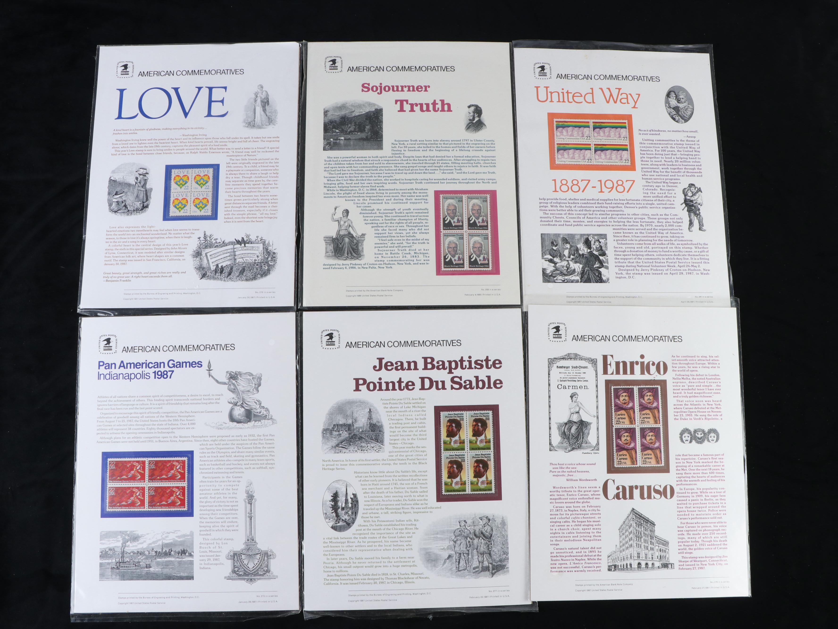 Twenty-Eight Panels of U.S. Commemorative Stamp Plate Blocks