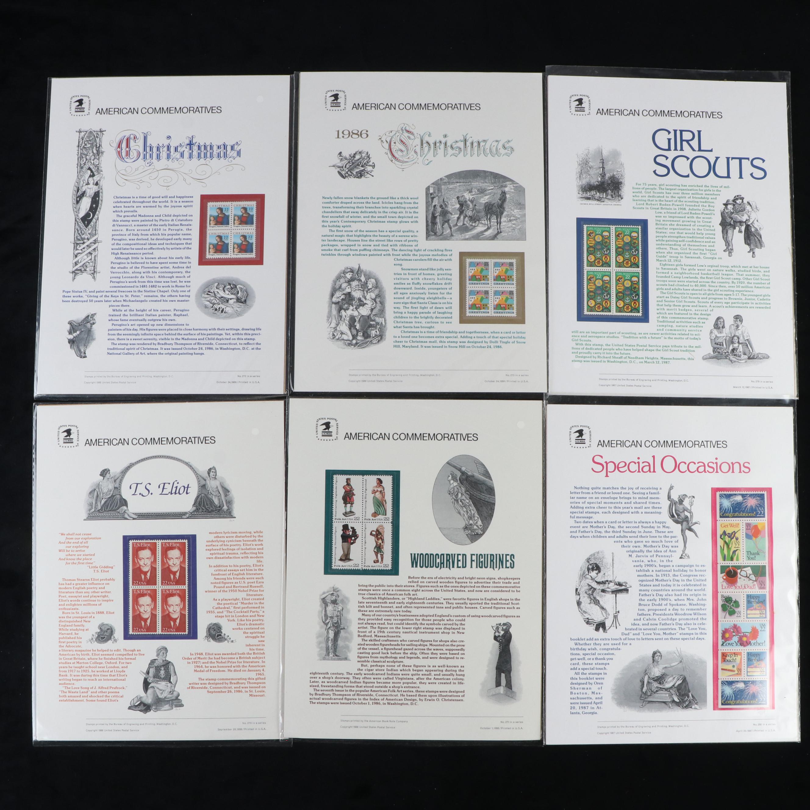 Twenty-Eight Panels of U.S. Commemorative Stamp Plate Blocks