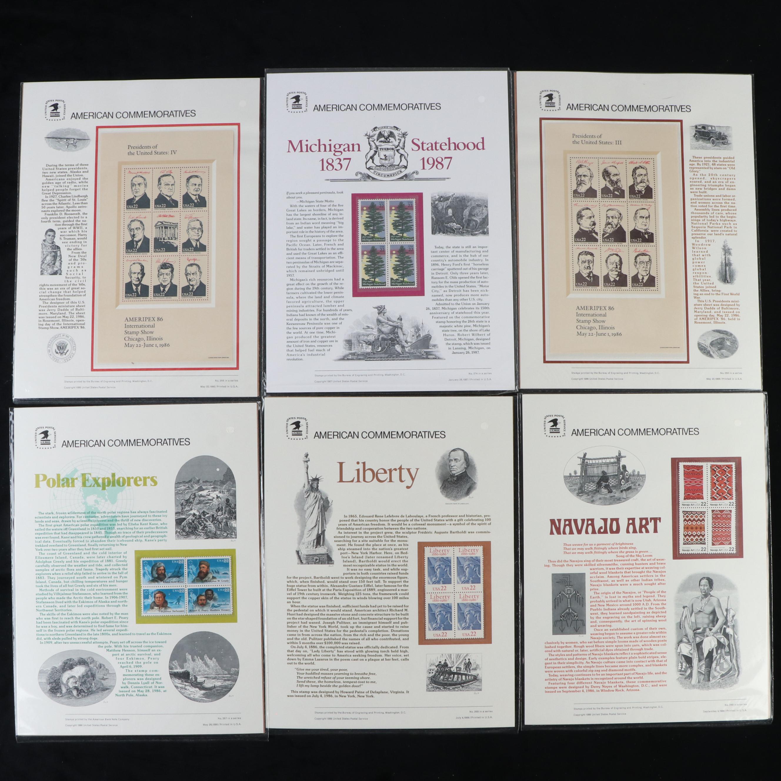 Twenty-Eight Panels of U.S. Commemorative Stamp Plate Blocks