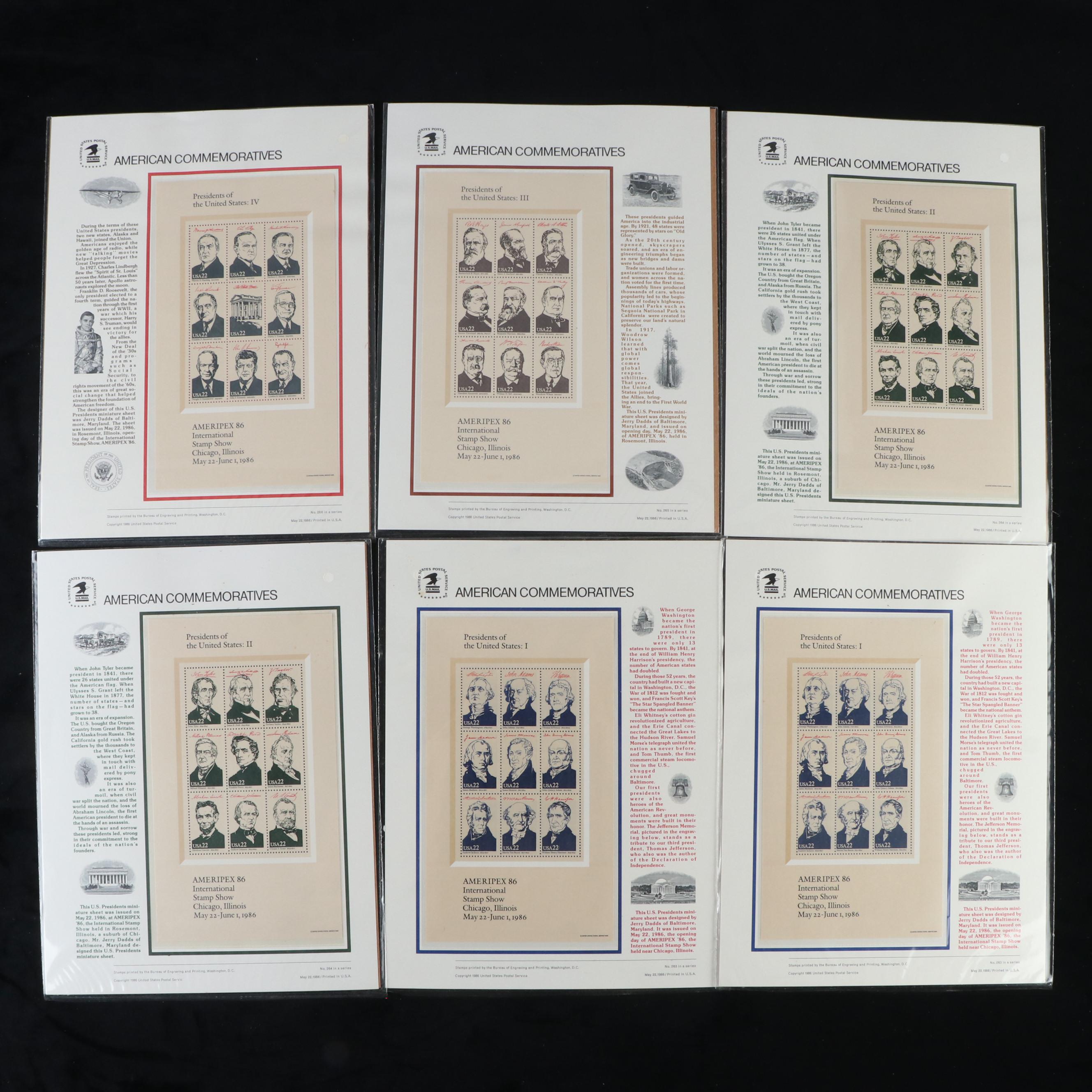 Twenty-Eight Panels of U.S. Commemorative Stamp Plate Blocks