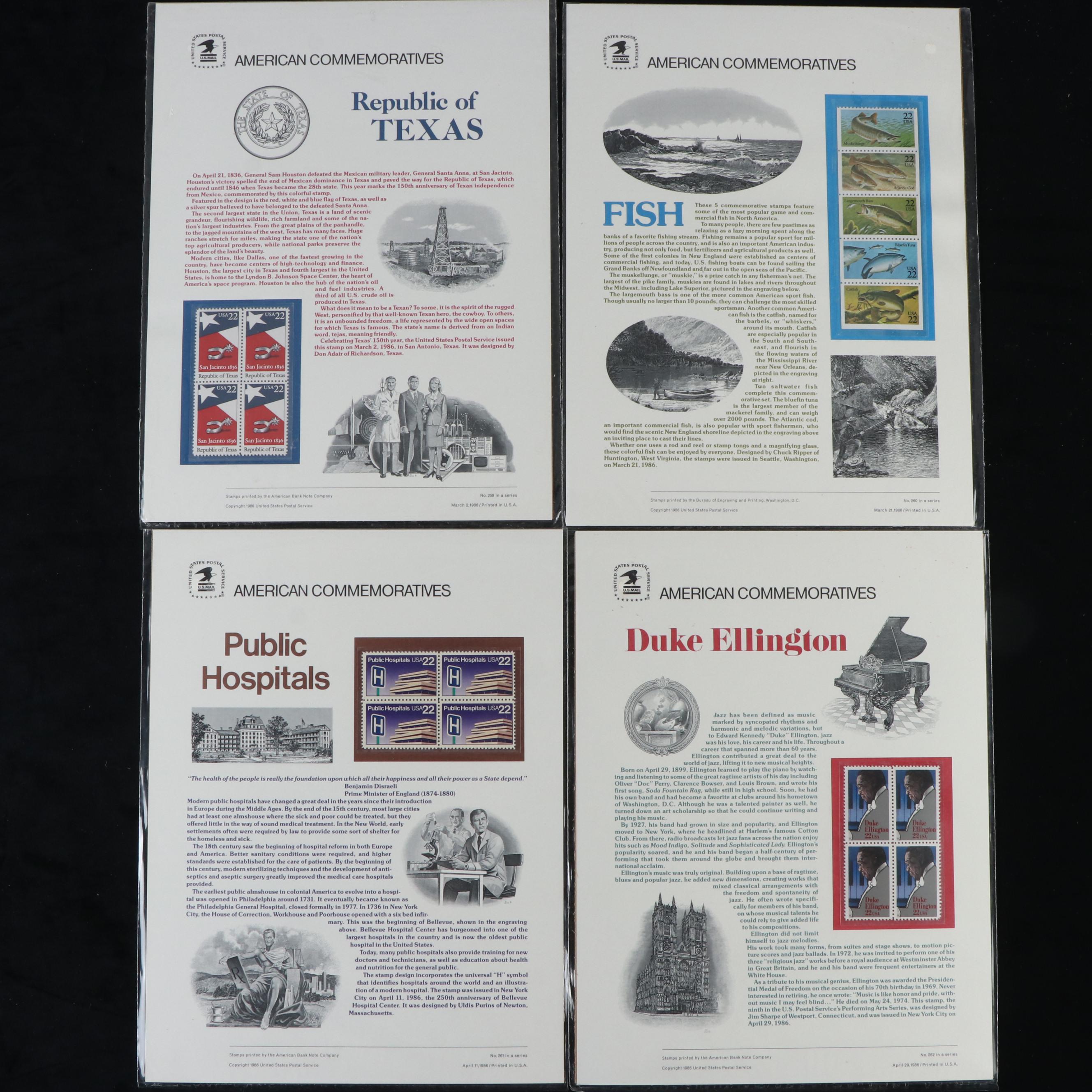 Twenty-Eight Panels of U.S. Commemorative Stamp Plate Blocks