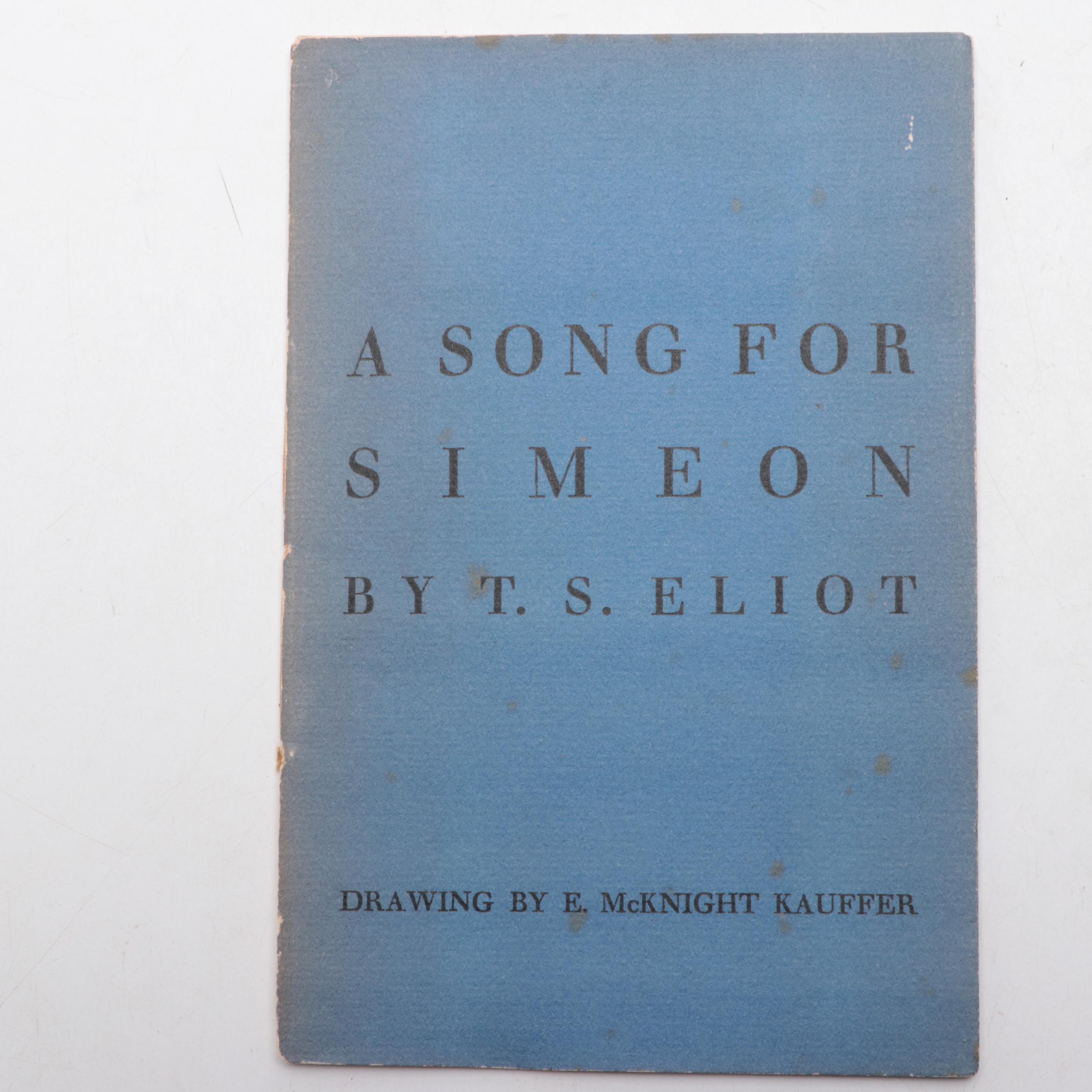 T. S. Eliot Signed "A Song for Simeon" with "Marina" Poetry Pamphlets
