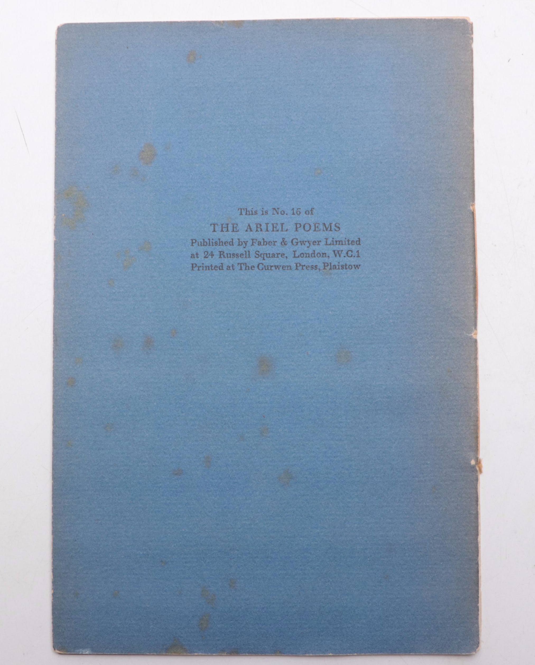 T. S. Eliot Signed "A Song for Simeon" with "Marina" Poetry Pamphlets