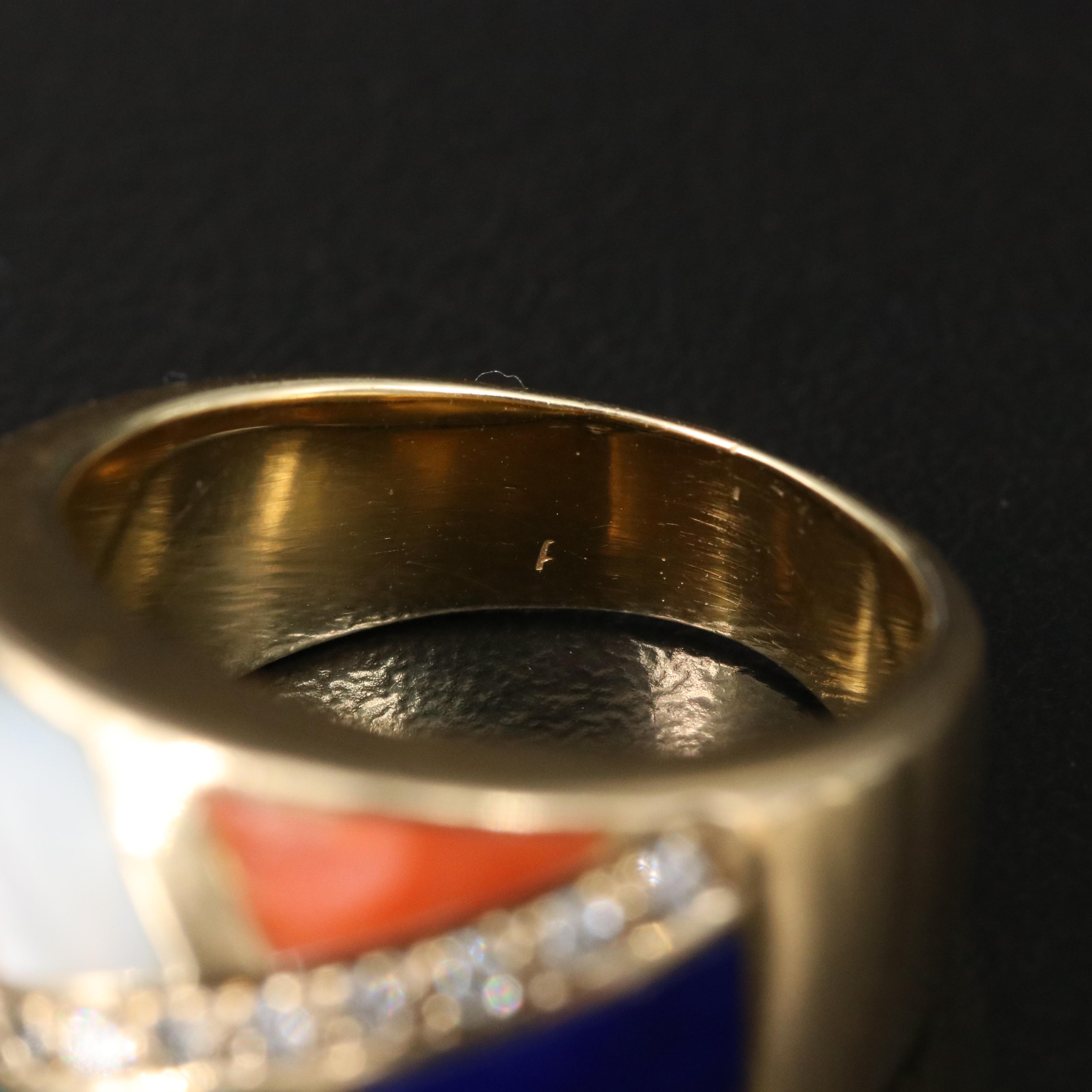 14K Diamond and Gemstone Inlay Ring