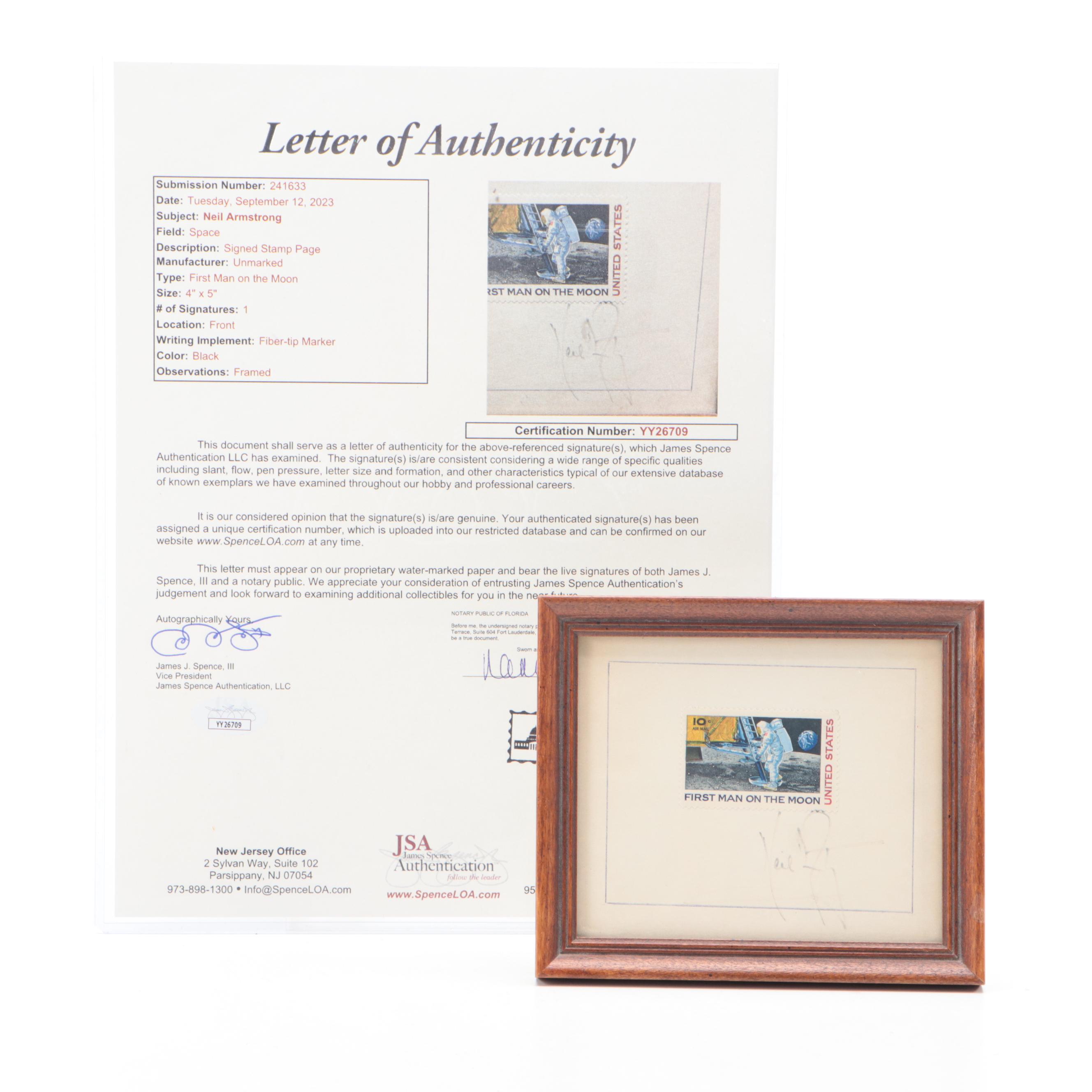 Framed Neil Armstrong Signature