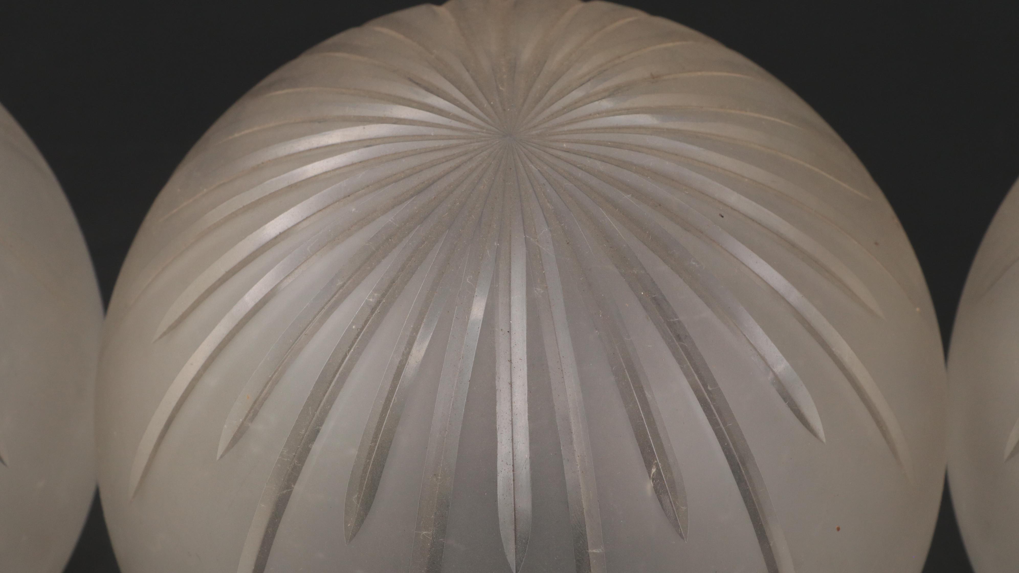Four Cut & Frosted Glass Globe Shades, Early to Mid-20th Century