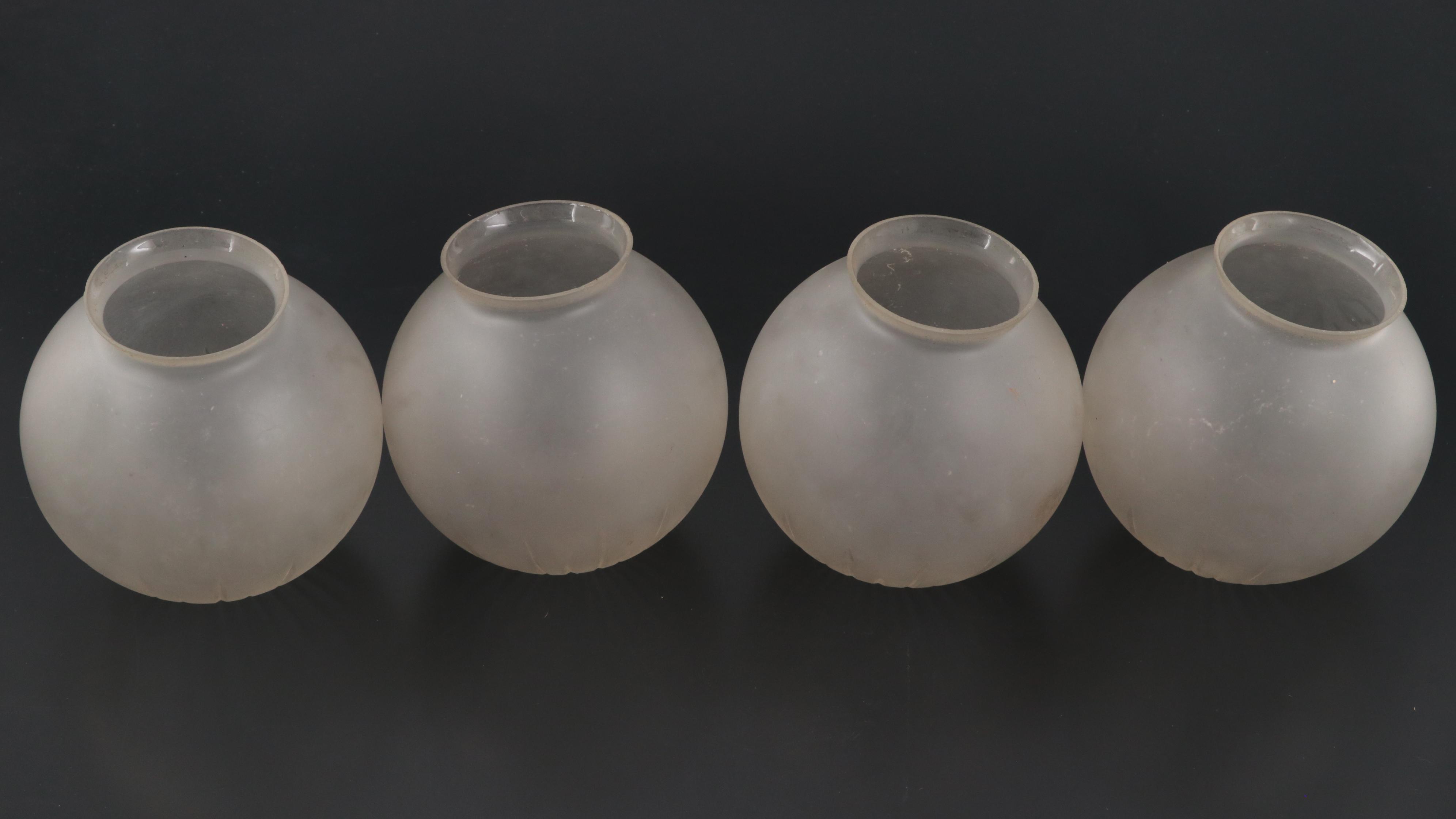 Four Cut & Frosted Glass Globe Shades, Early to Mid-20th Century