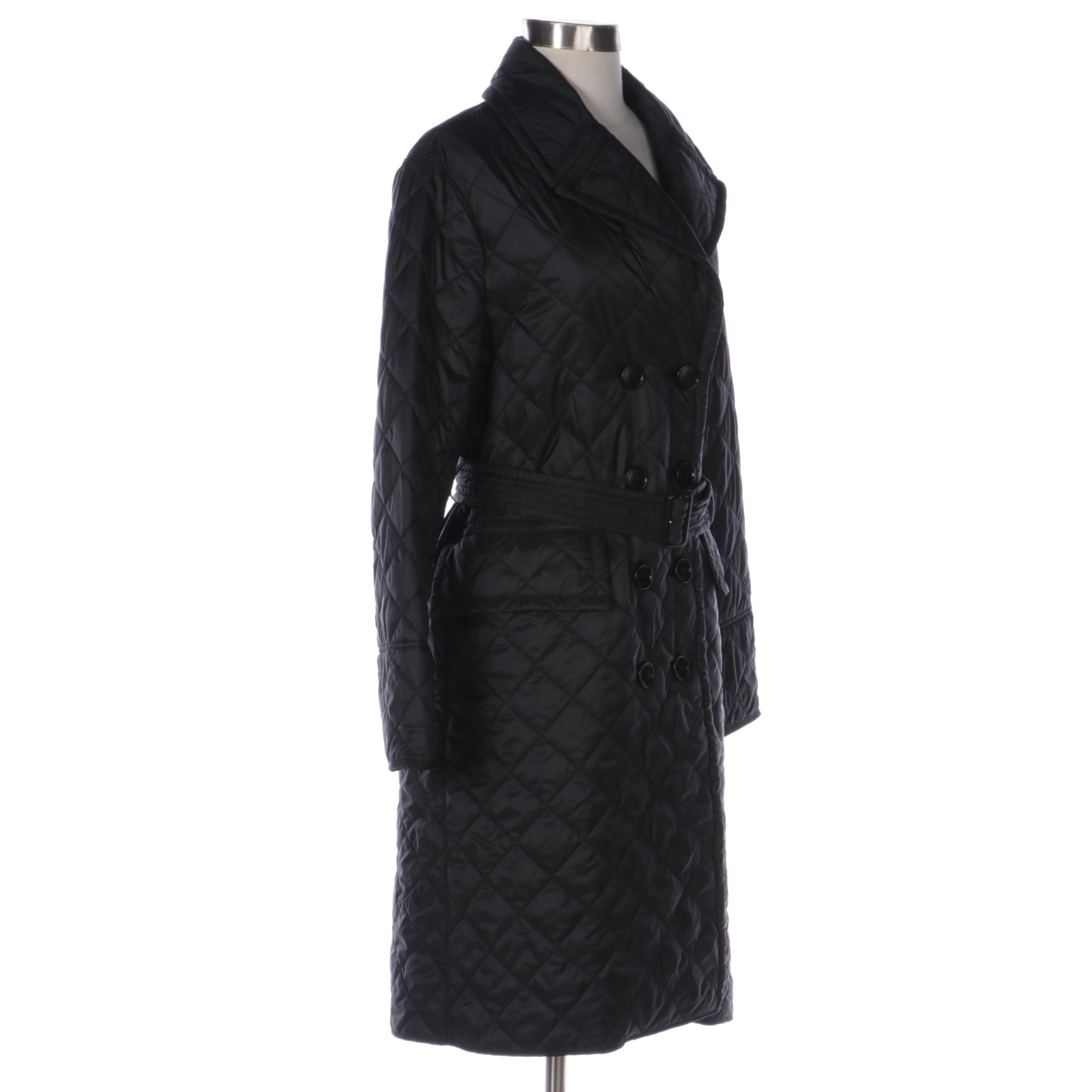 Burberry Puffer Trench Coat in Black Quilted Nylon