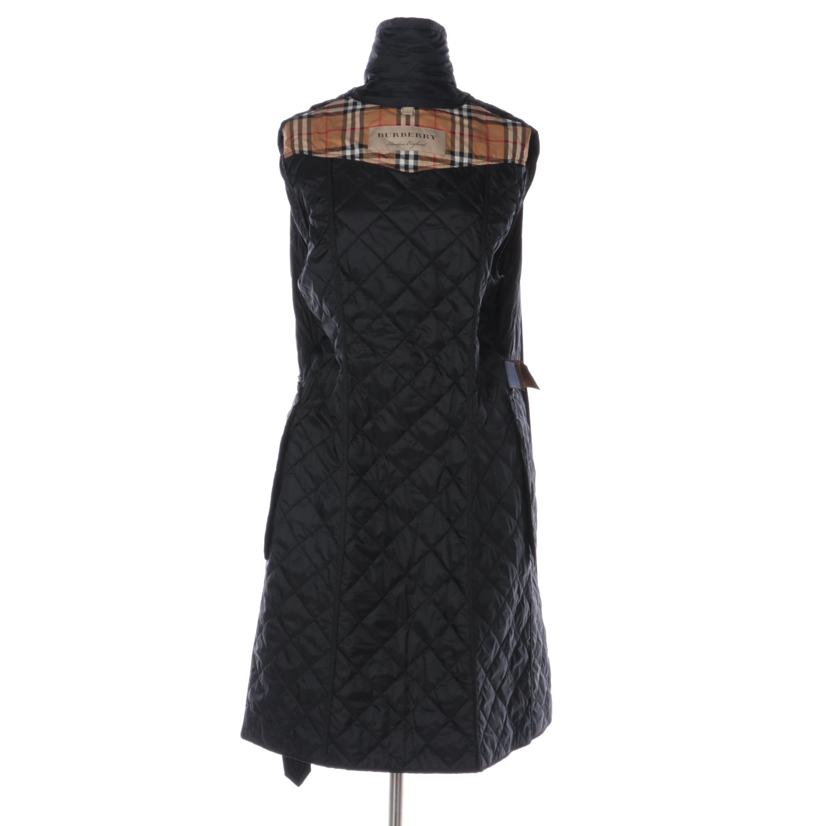 Burberry Puffer Trench Coat in Black Quilted Nylon