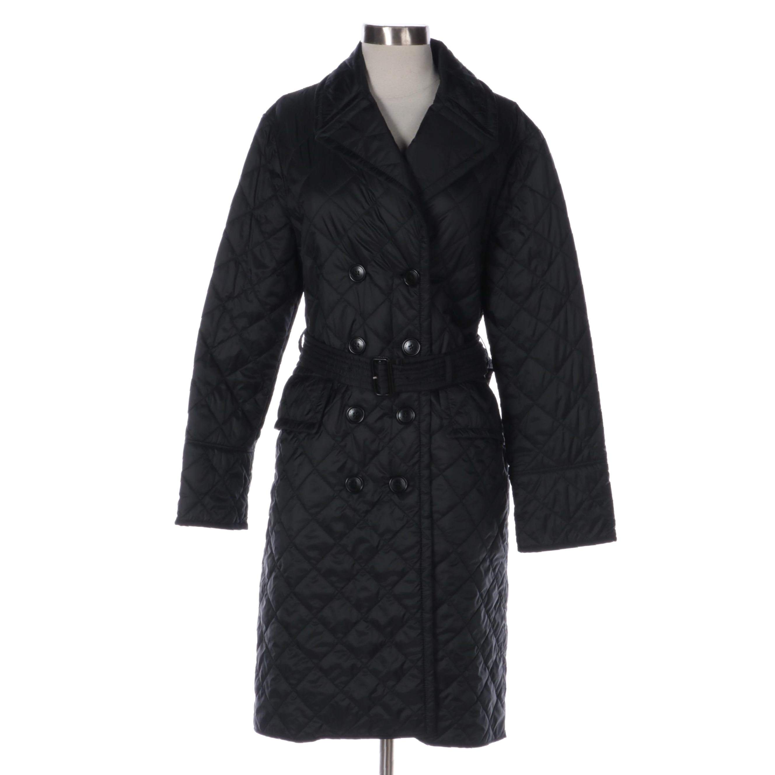 Burberry Puffer Trench Coat in Black Quilted Nylon