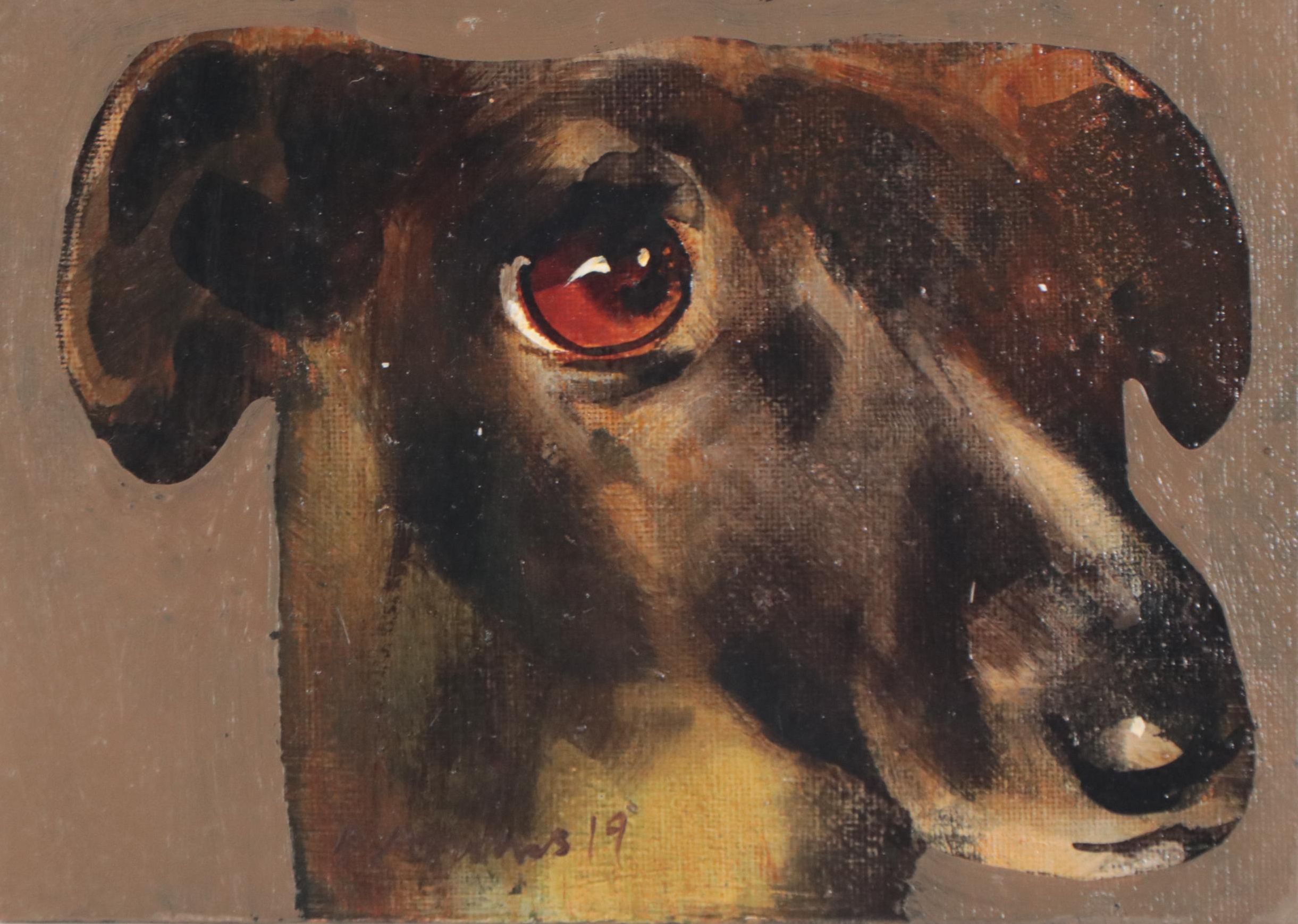David Andrews Oil Painting "Dog Portrait," 2019