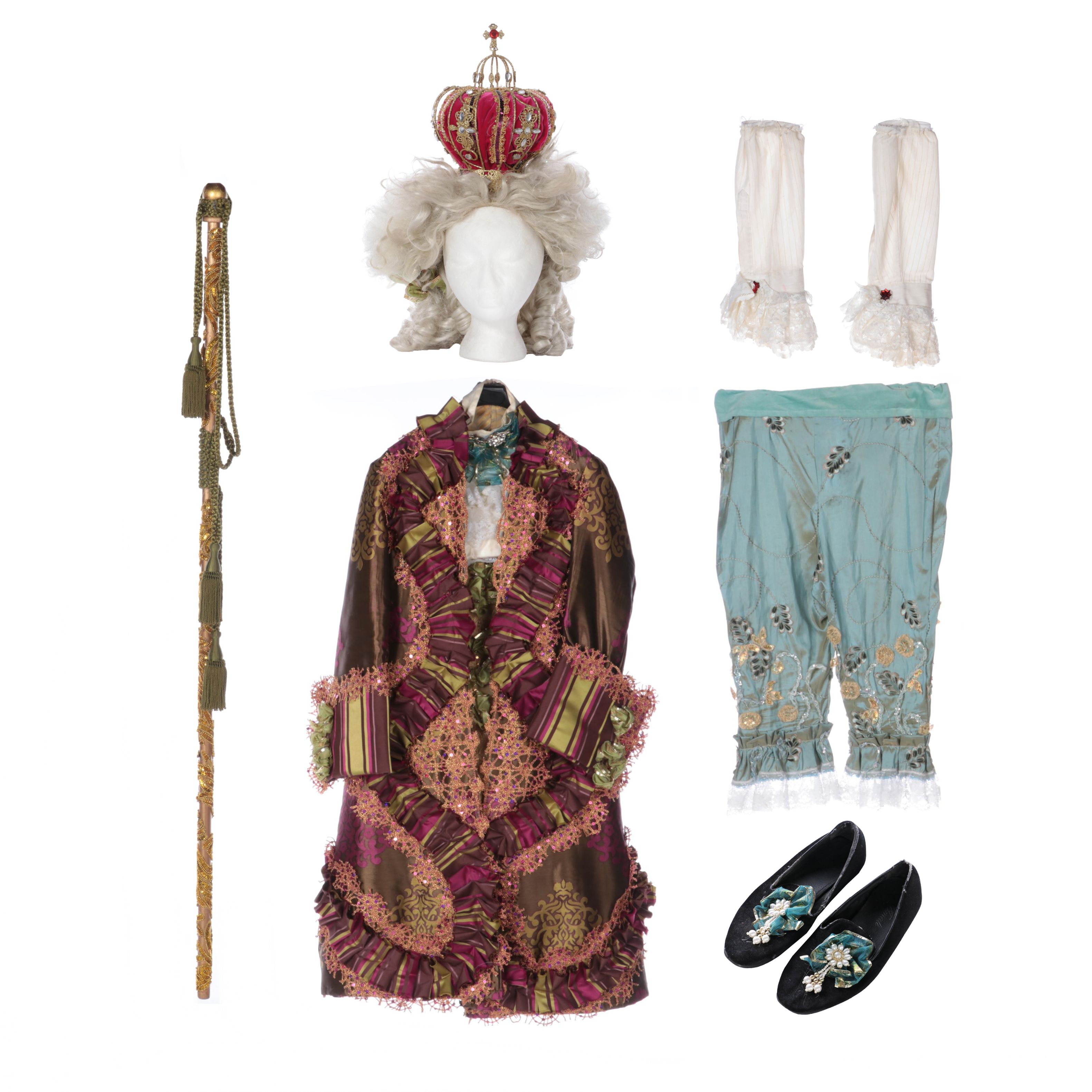 Handmade King Louis XVI Costume with Wig, Scepter, and More