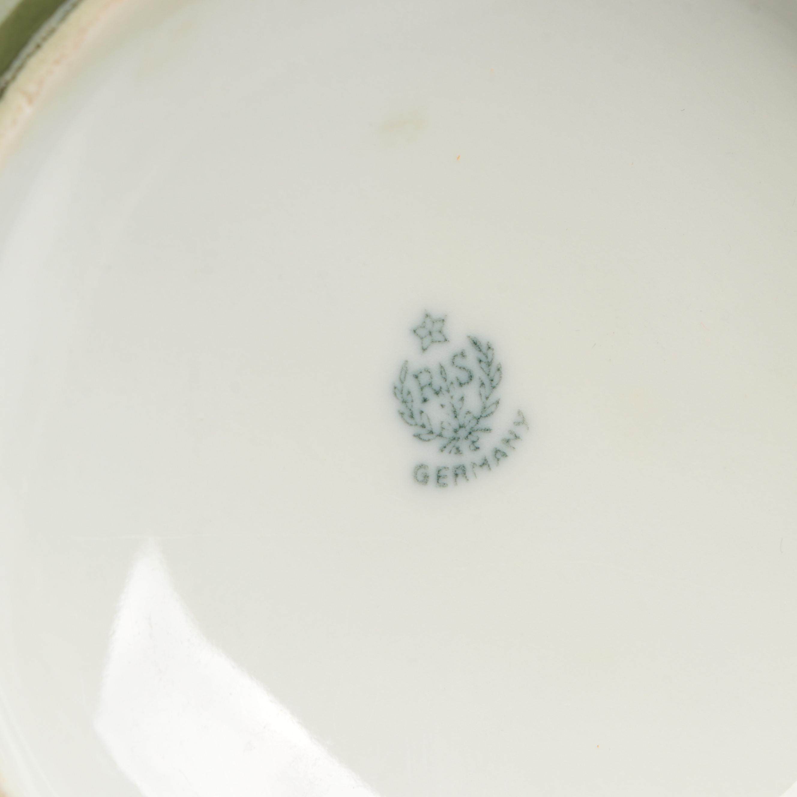 Noritake Moriage Style Porcelain Tray with Mustache Cups and Other Tableware