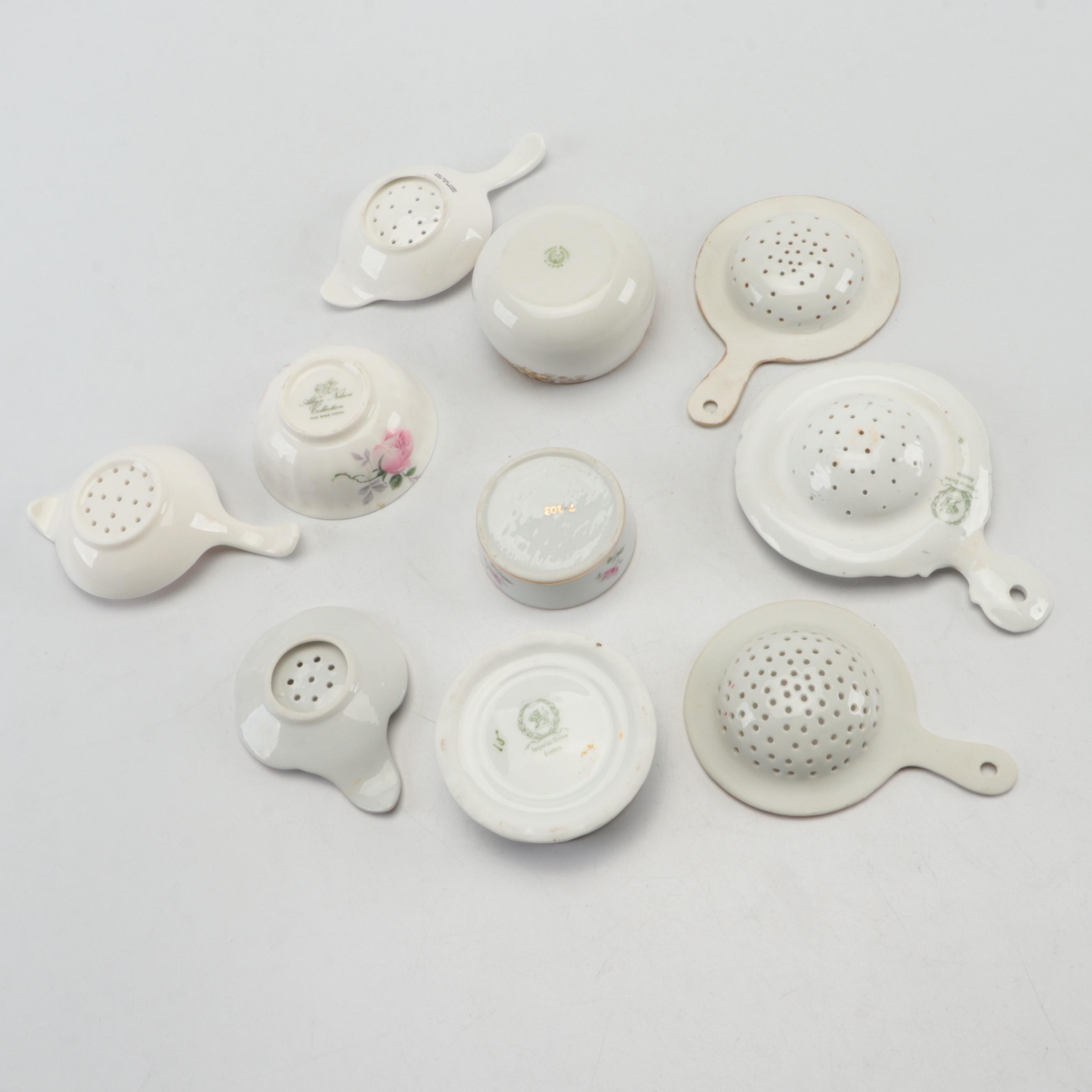 Noritake Moriage Style Porcelain Tray with Mustache Cups and Other Tableware