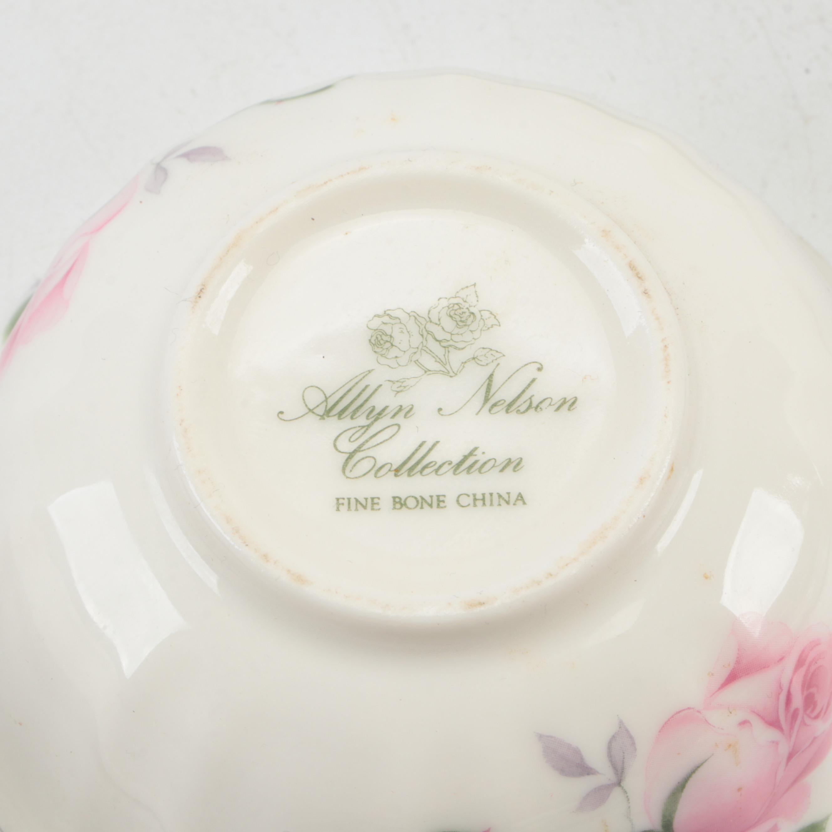 Noritake Moriage Style Porcelain Tray with Mustache Cups and Other Tableware