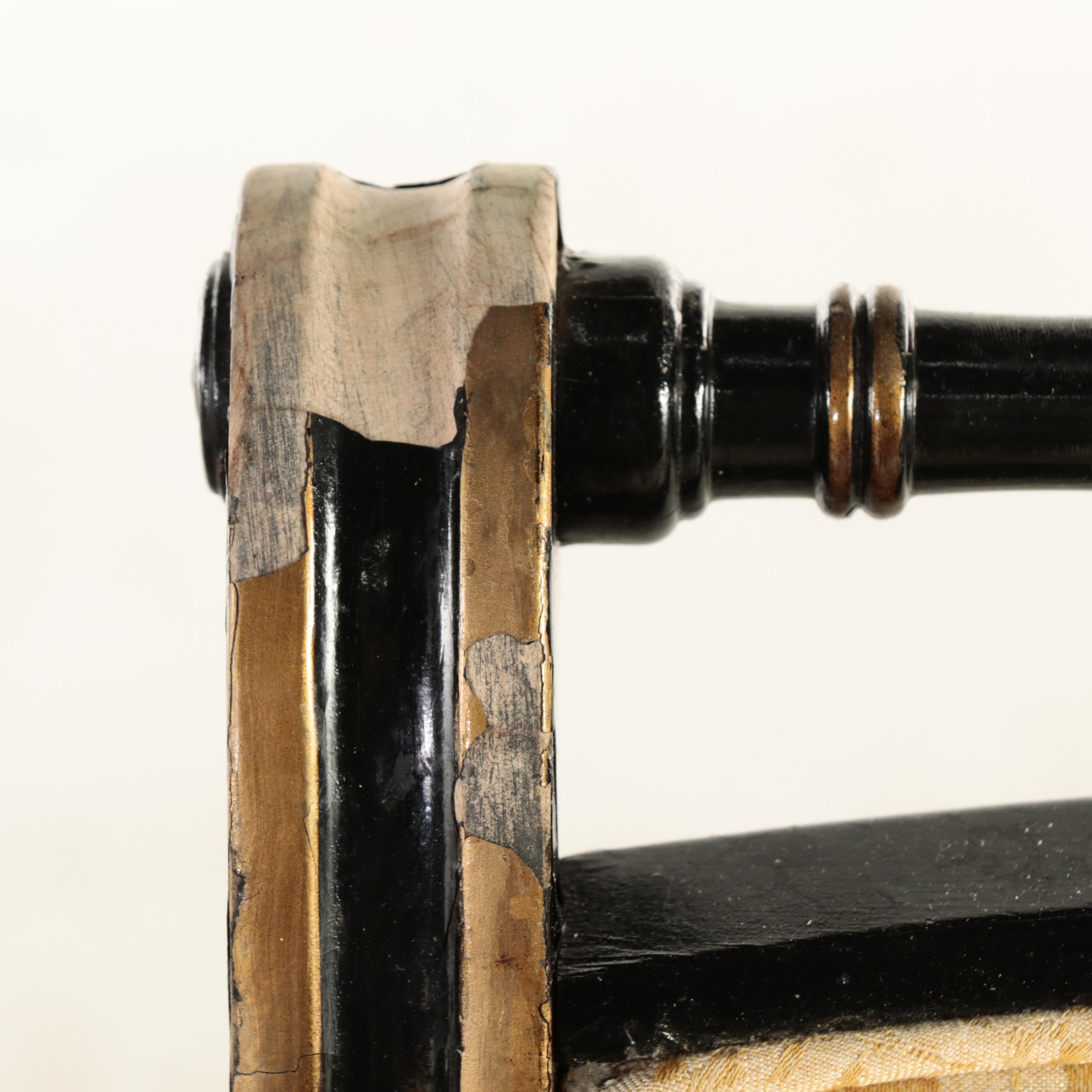 Drexel-Heritage Regency Style Ebonized and Giltwood Armchairs